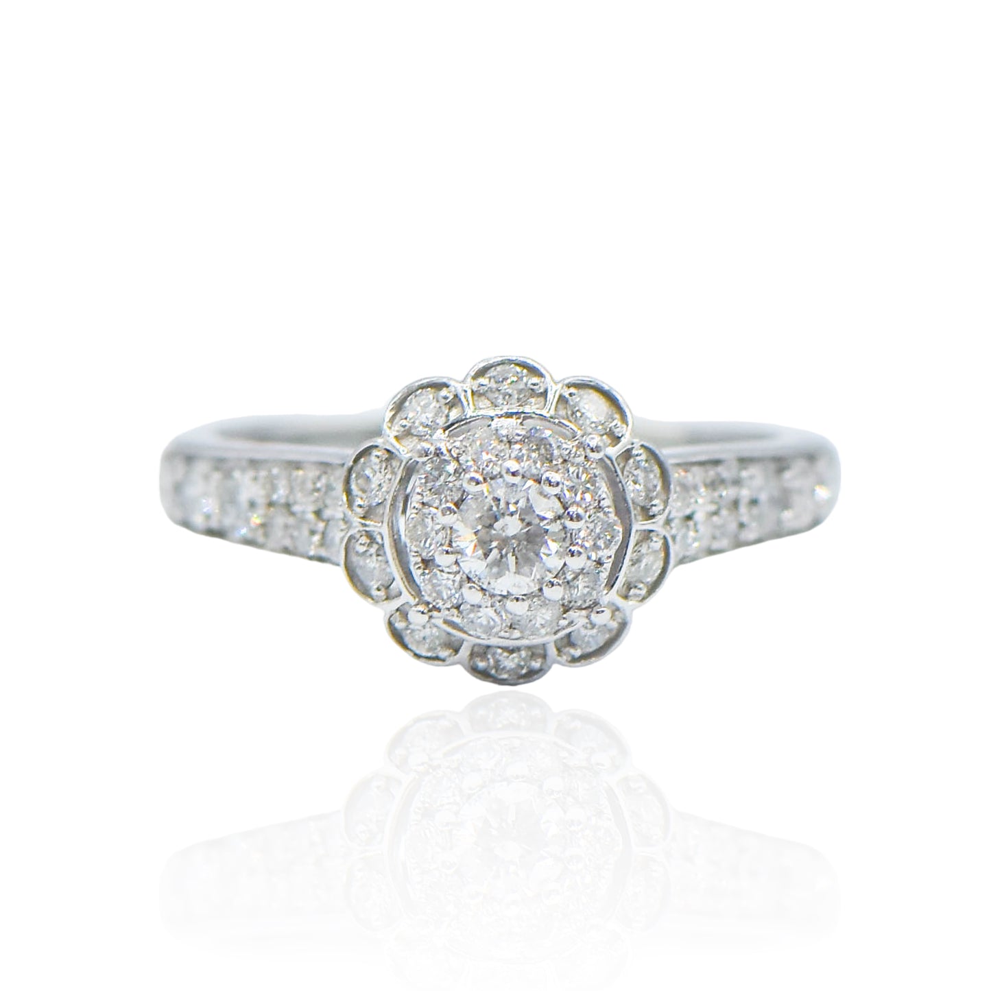 White Gold Engagement Ring 14K with 0.61 cttw Diamonds Size 7