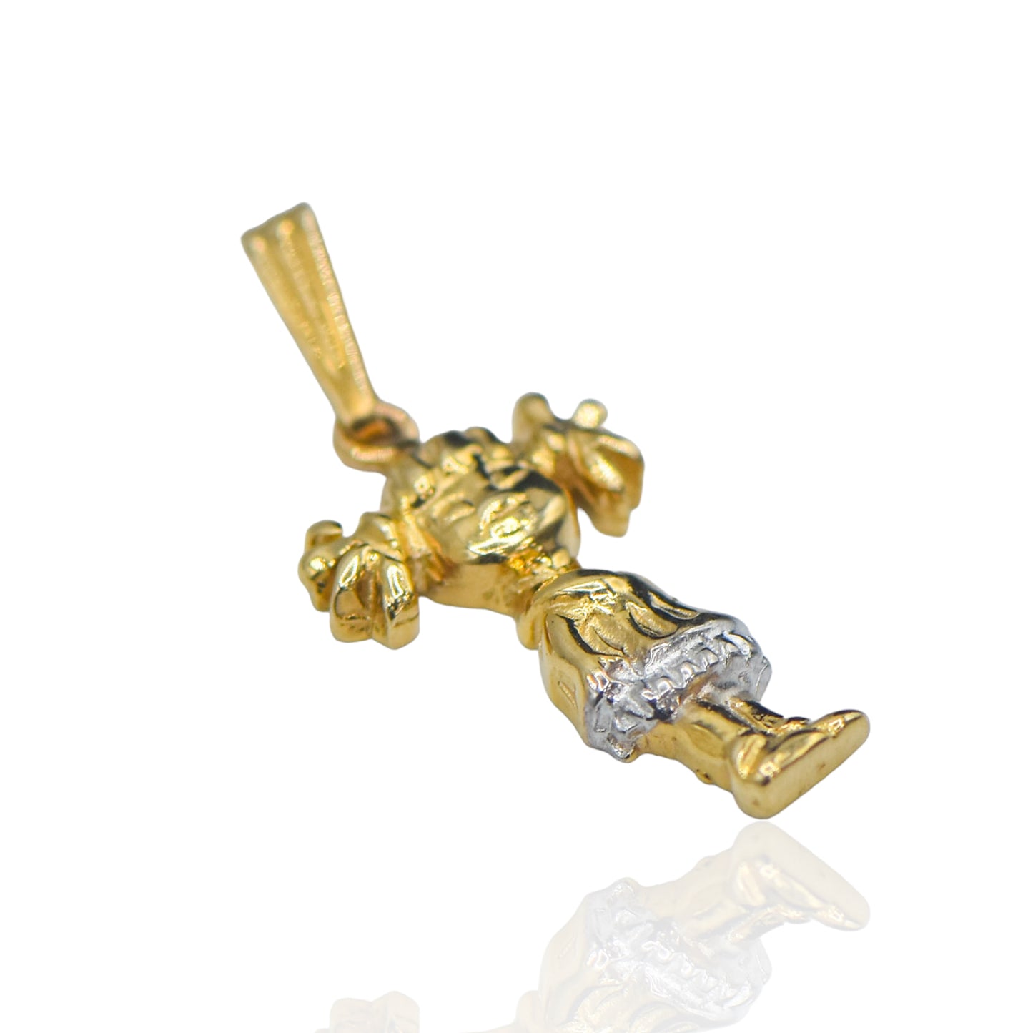 Little Girl with Pigtails Pendant Two Tone 14K Yellow Gold and 14K White Gold