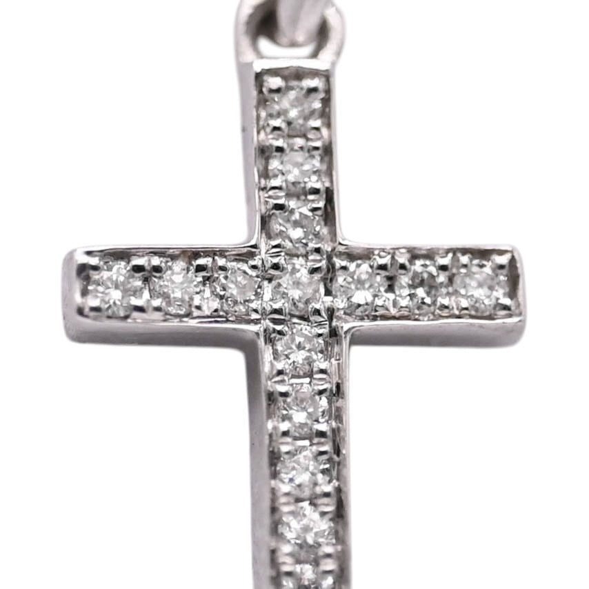 Diamond Cross Pendant 14K White Gold 0.07cttw