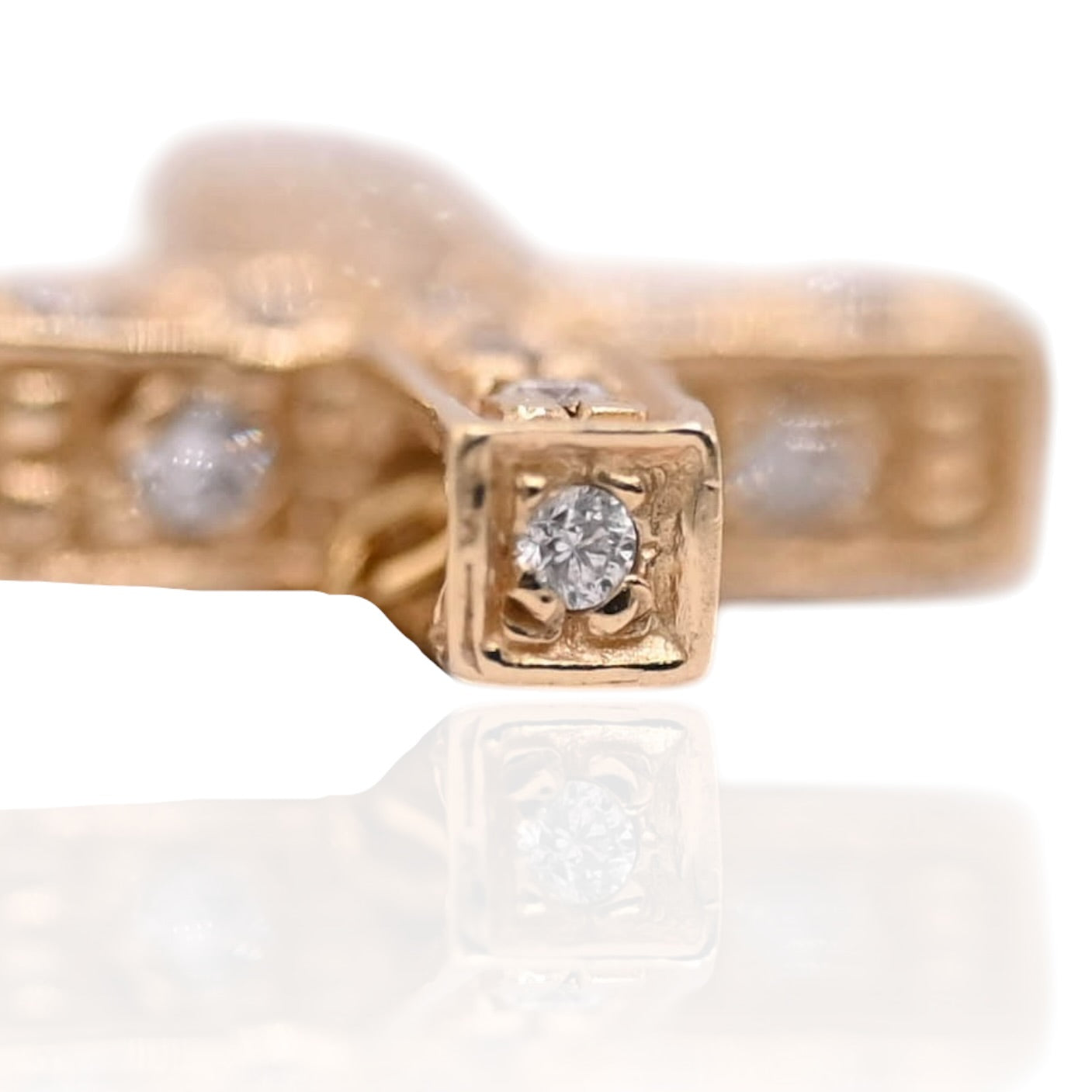 Diamond Cross Slider Pendant 14K Yellow Gold 0.125cttw