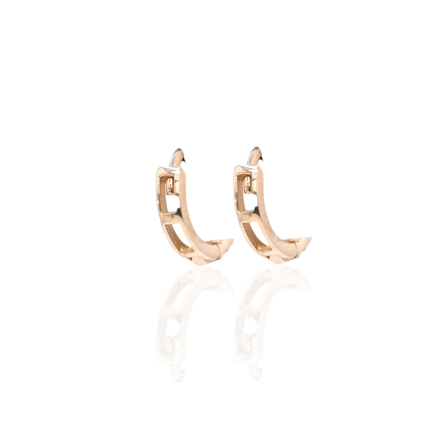 Diamond Hoop Huggie Earrings 14K Yellow Gold 2.09mm Thick/9.17mm Diameter 0.09cttw