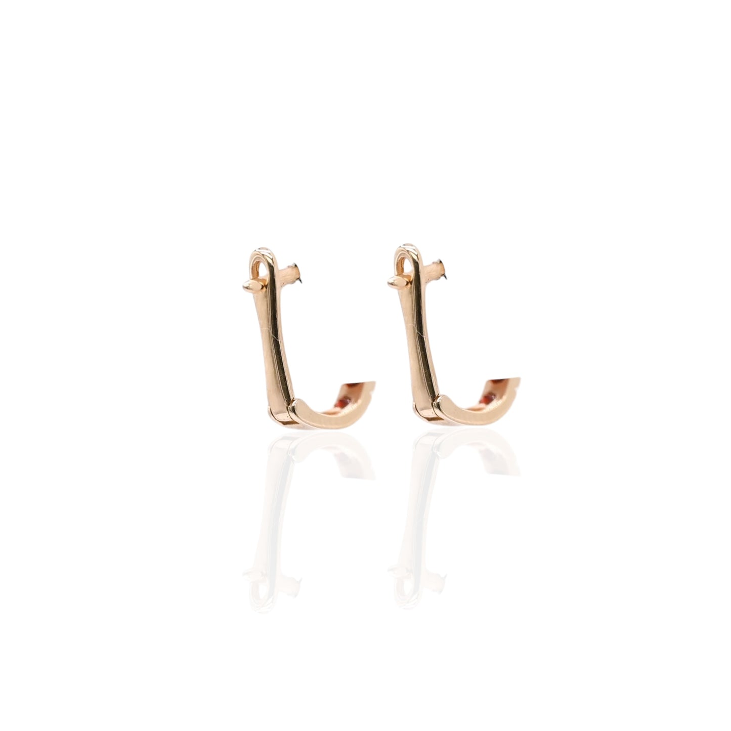 Garnet Channel Set U-Shaped Hoop Earrings 14K Yellow Gold 2.08mm Thick/7.74mm Diameter