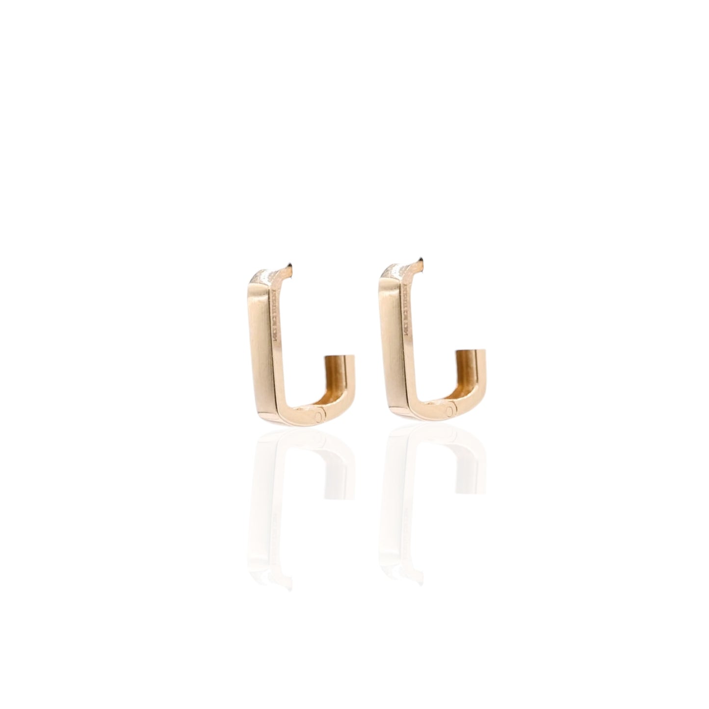 Square Hinge Back Hoop Earrings 14K Yellow Gold 2.25mm Thick/10.06mm Diameter