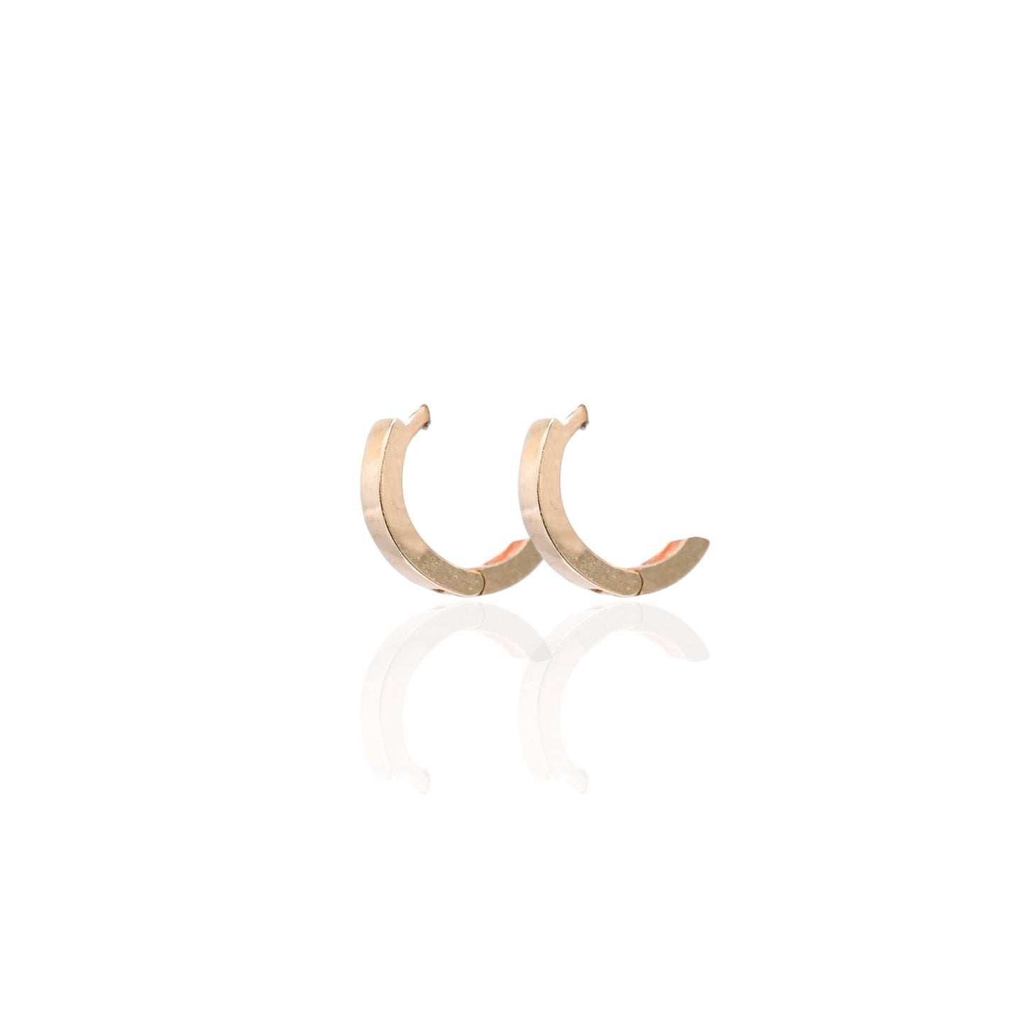 Pink Opal Huggie Earrings 14K Yellow Gold 1.94mm Thick/10.14mm Diameter