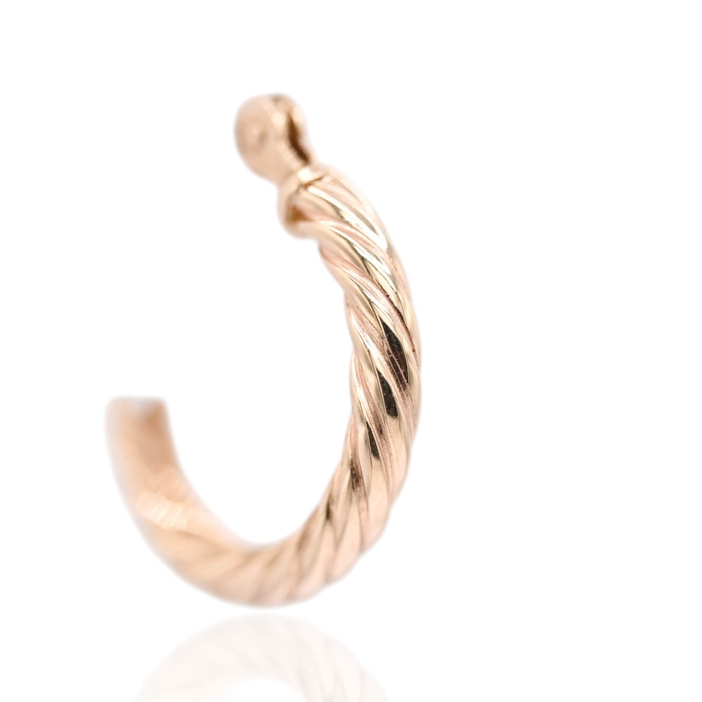 Twist Hoops Hinge Back Earrings 14K Yellow Gold 1.85mm Thick/11.95mm Diameter