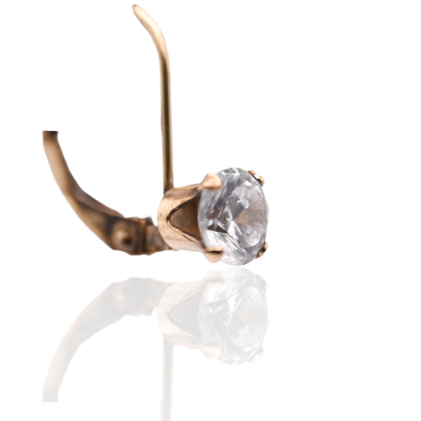 Cubic Zirconia Lever Back Earrings 14K Yellow Gold