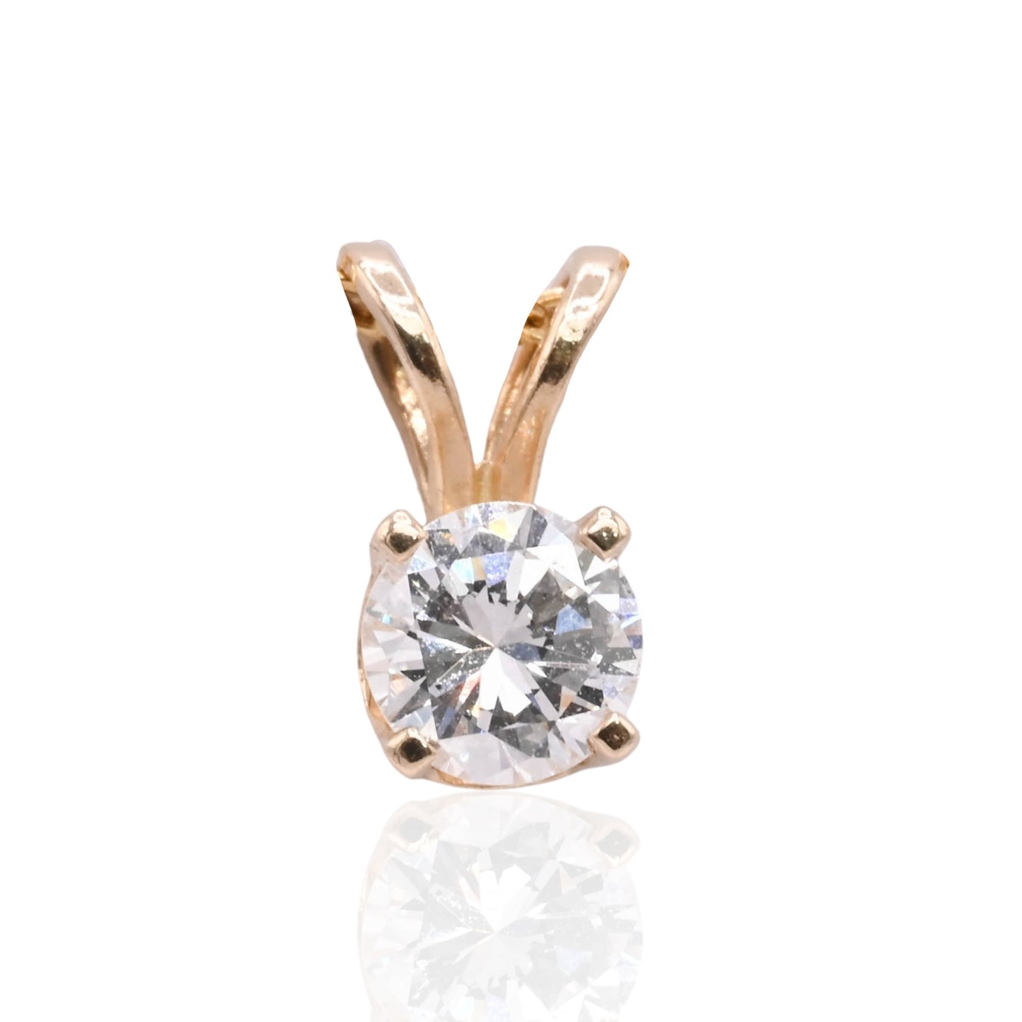 Solitaire Diamond Pendant 14K Yellow Gold 0.37cttw