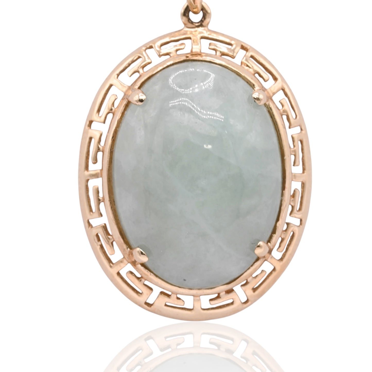 Oval Jade Pendant 14K Yellow Gold