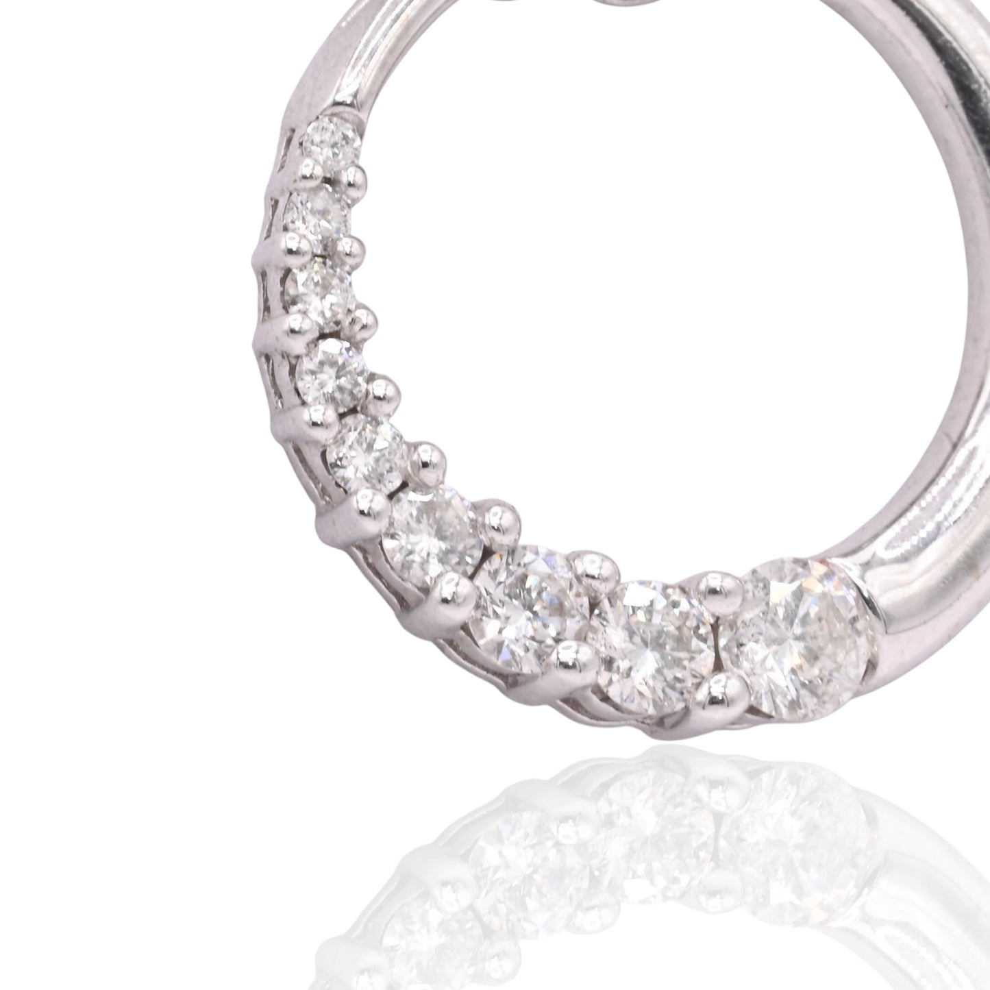 Half-Diamond Circle Slider Pendant 14K White Gold 0.46cttw