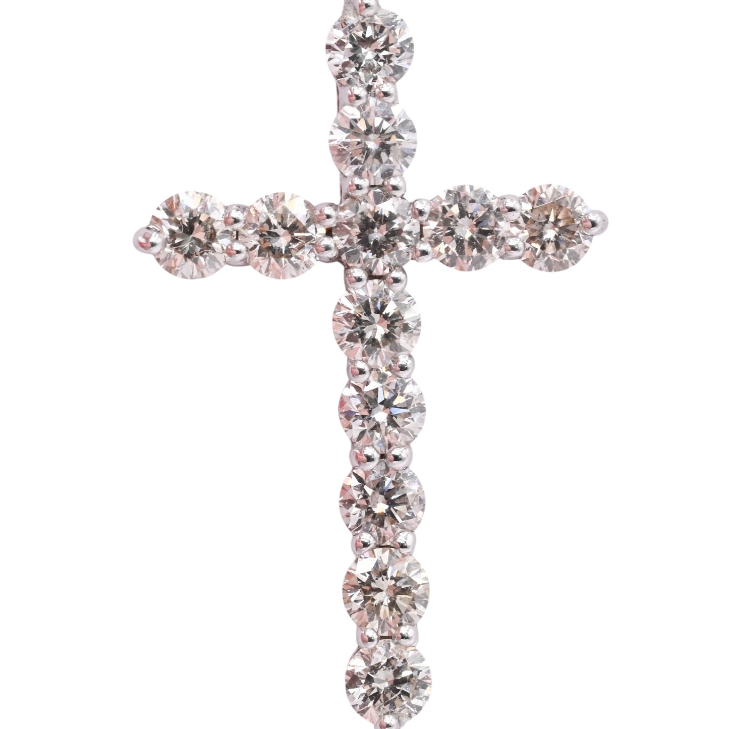 LAB DIAMOND Cross Necklace 14K White Gold Adjustable Chain 16in, 17in, and 18in 0.75cttw