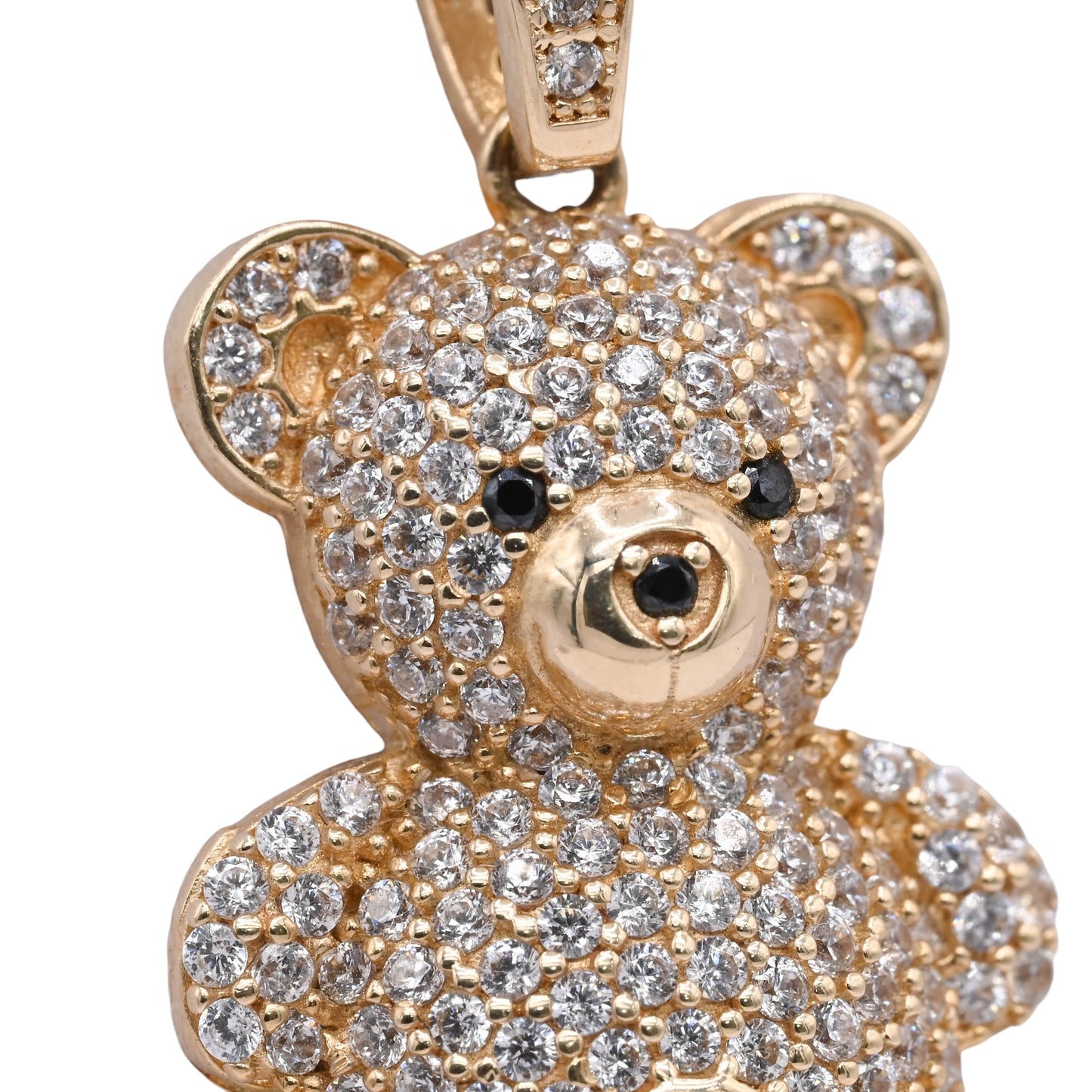 FINAL SALE: Cubic Zirconia Teddy Bear Pendant 14K Yellow Gold