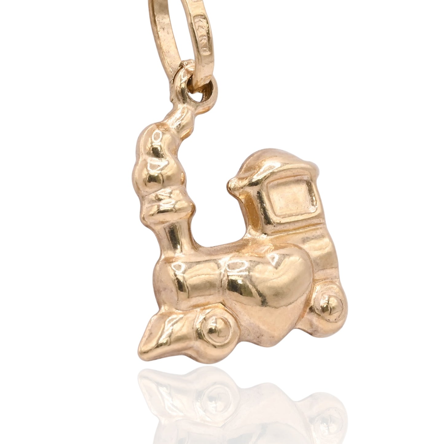 Train Heart Pendant 14K Yellow Gold