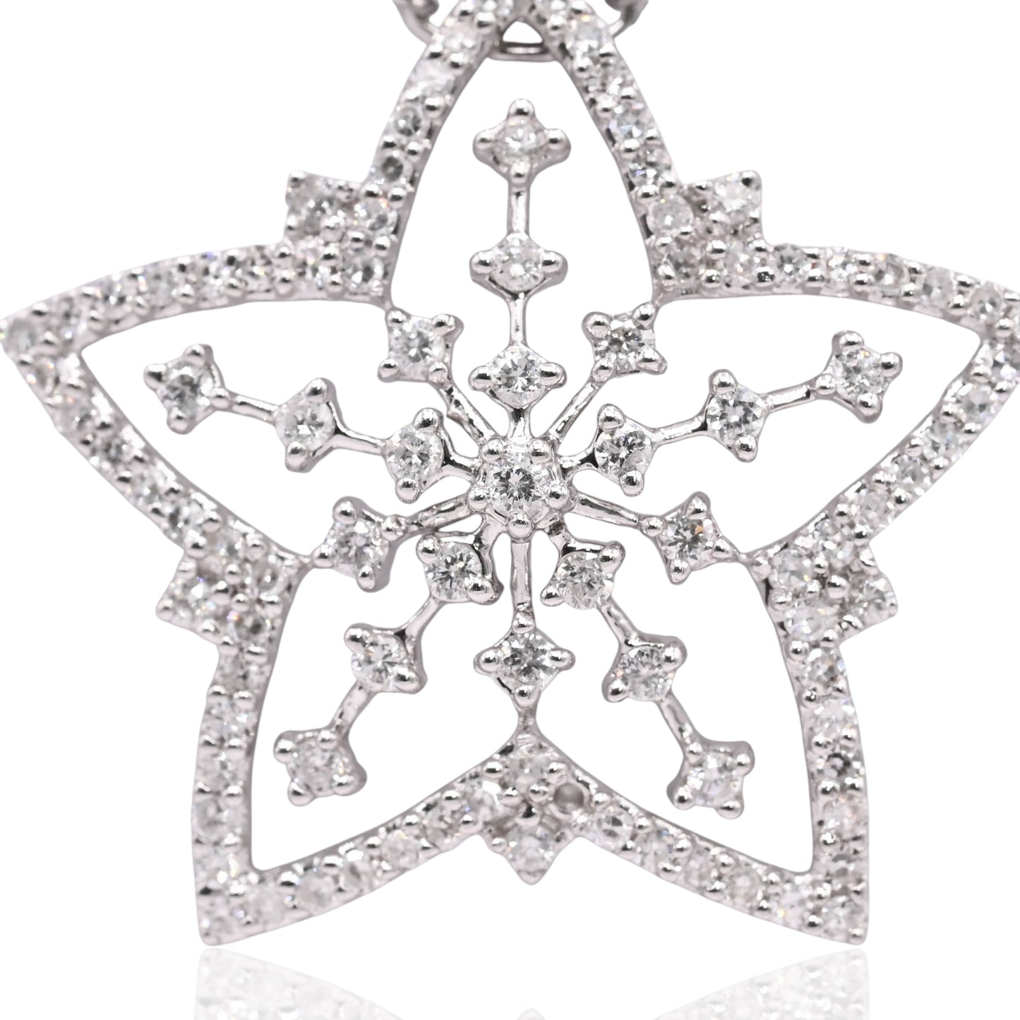 Five Pointed Star Slider Pendant 14K White Gold 0.68cttw