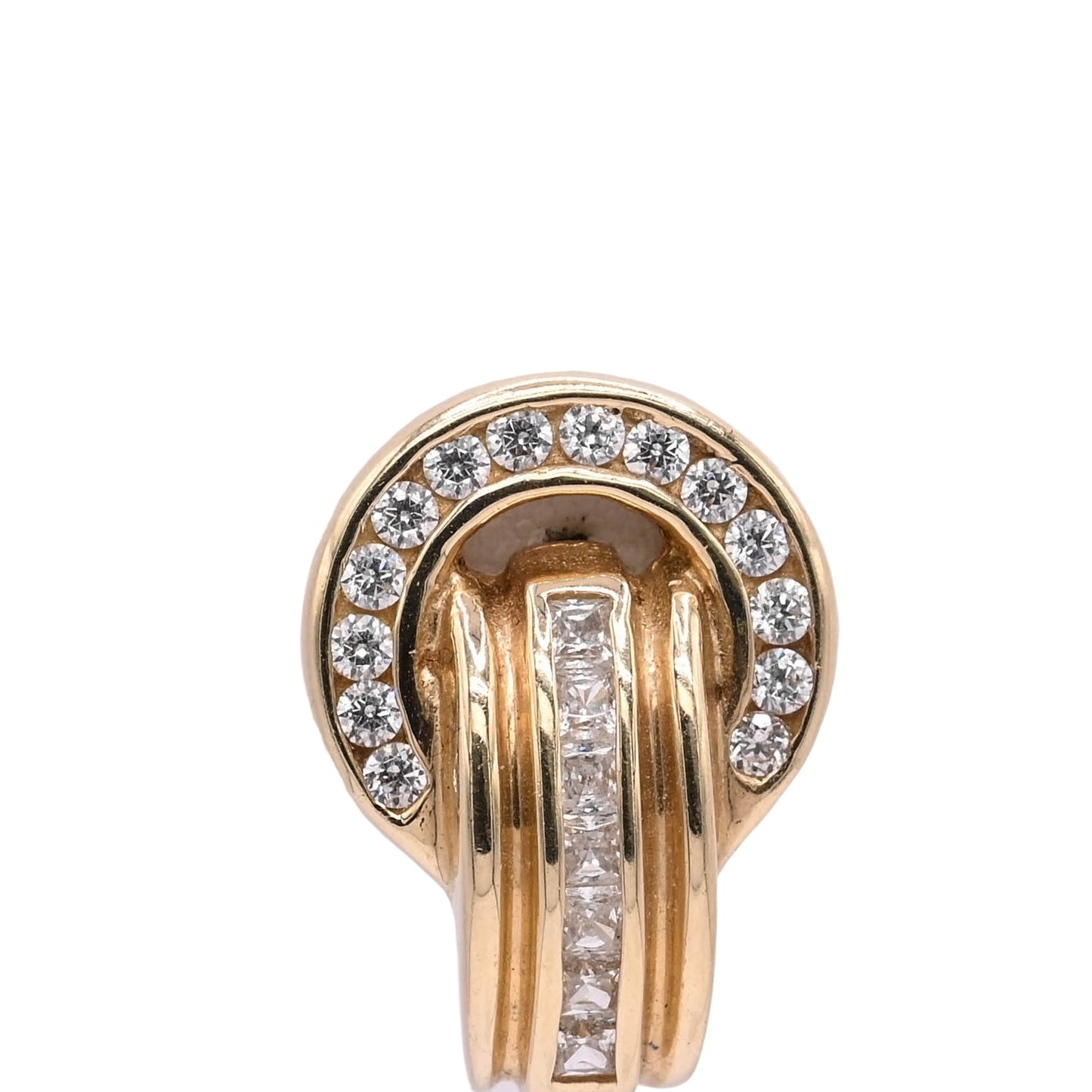 FINAL SALE: Cubic Zirconia Door Knocker Screw Back Earrings 14K Yellow Gold