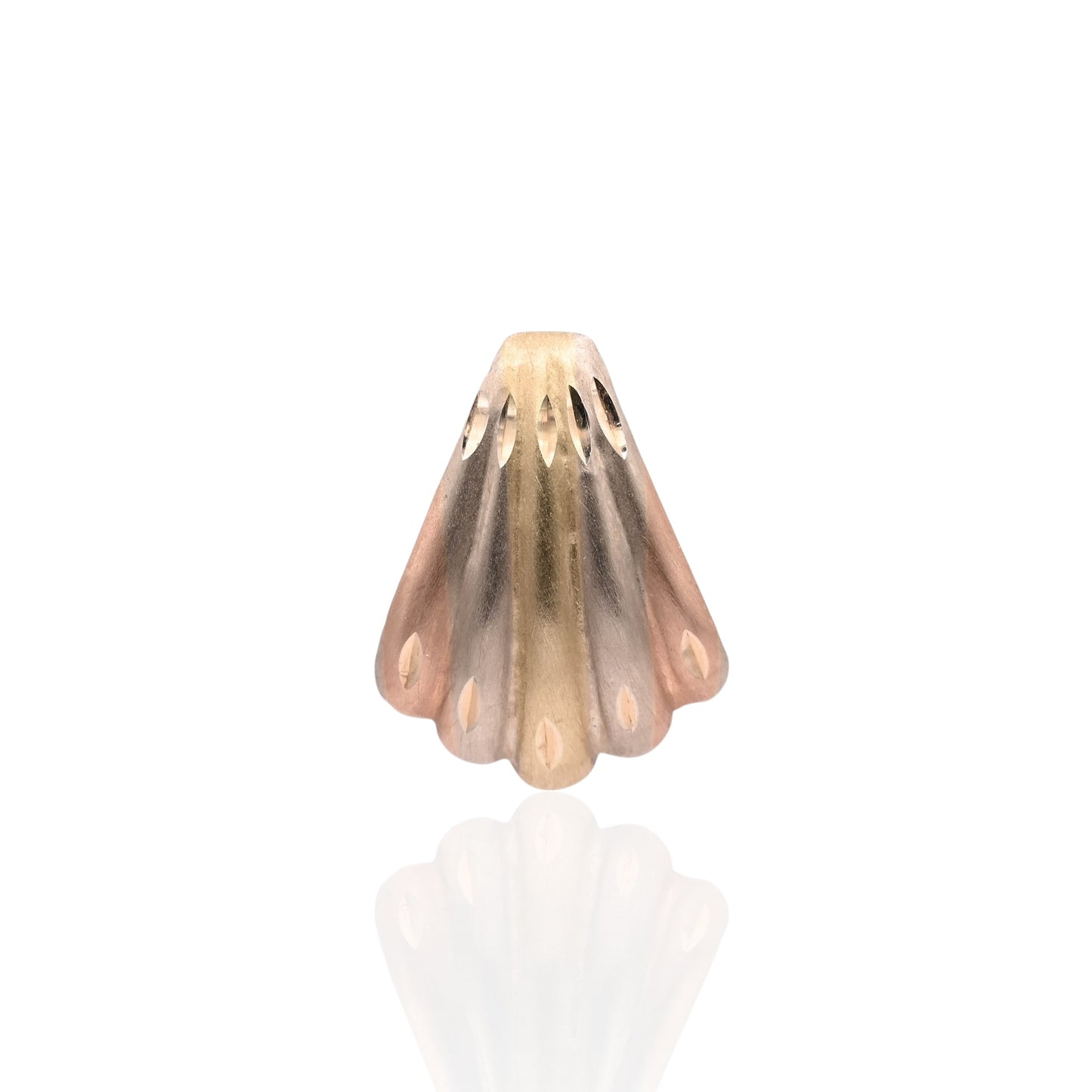 FINAL SALE: Tri-color Diamond Cut Scallop Earrings 14K Yellow Gold, 14K White Gold, and 14K Rose Gold