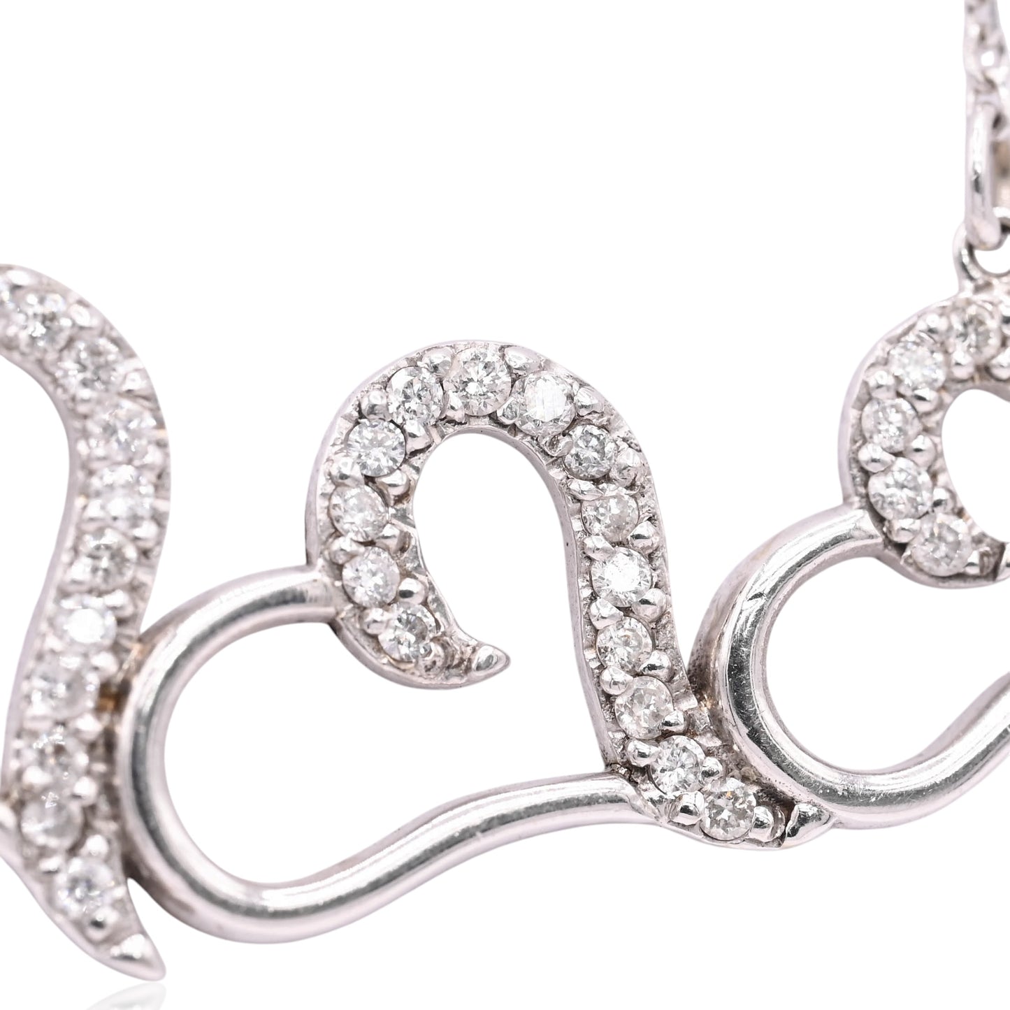 FINAL SALE: Triple Heart Diamond Necklace 18K White Gold 17.5in 0.41cttw