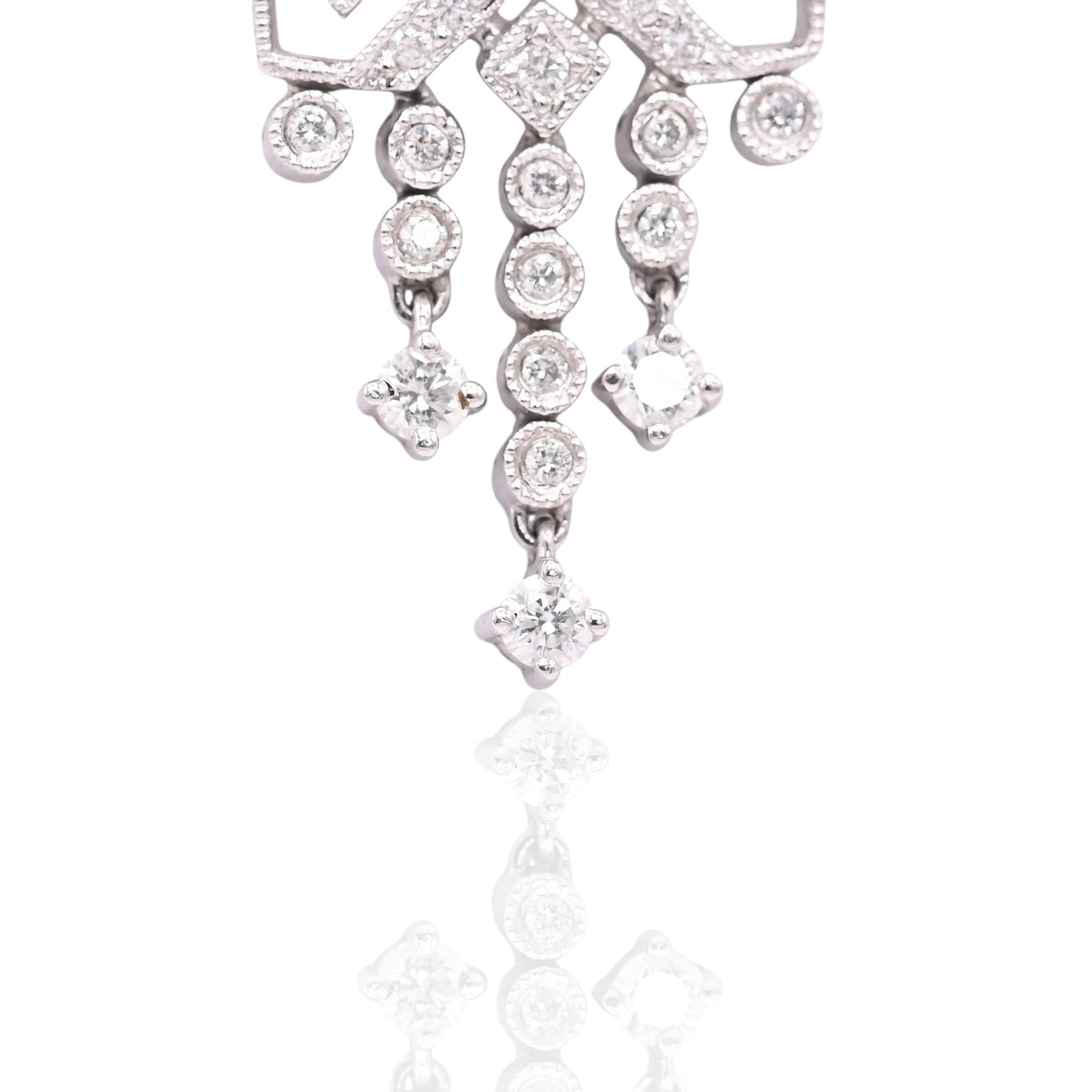 FINAL SALE: Dangle Diamond Necklace 18K White Gold 18in 0.23cttw