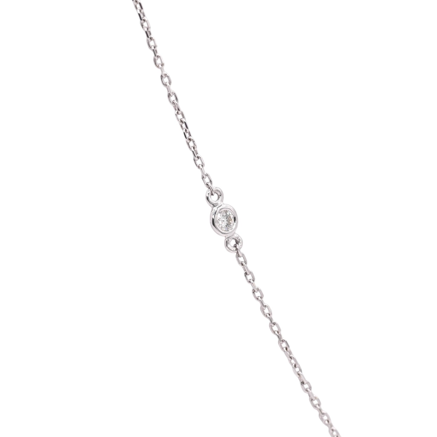 Bezel Station Diamond Chain Necklace 14K White Gold with Adjustable Chain 16in, 17in, and 18in 0.21cttw