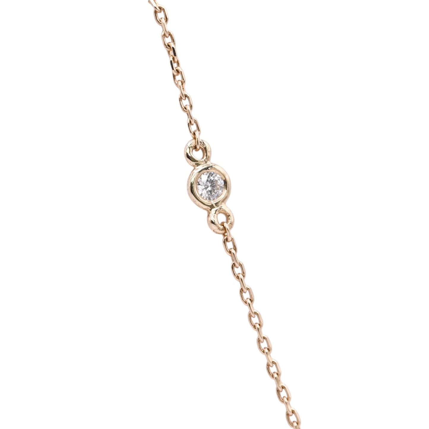 Bezel Station Diamond Chain Necklace 14K Yellow Gold Adjustable Chain 16in, 17in, and 18in 0.21cttw