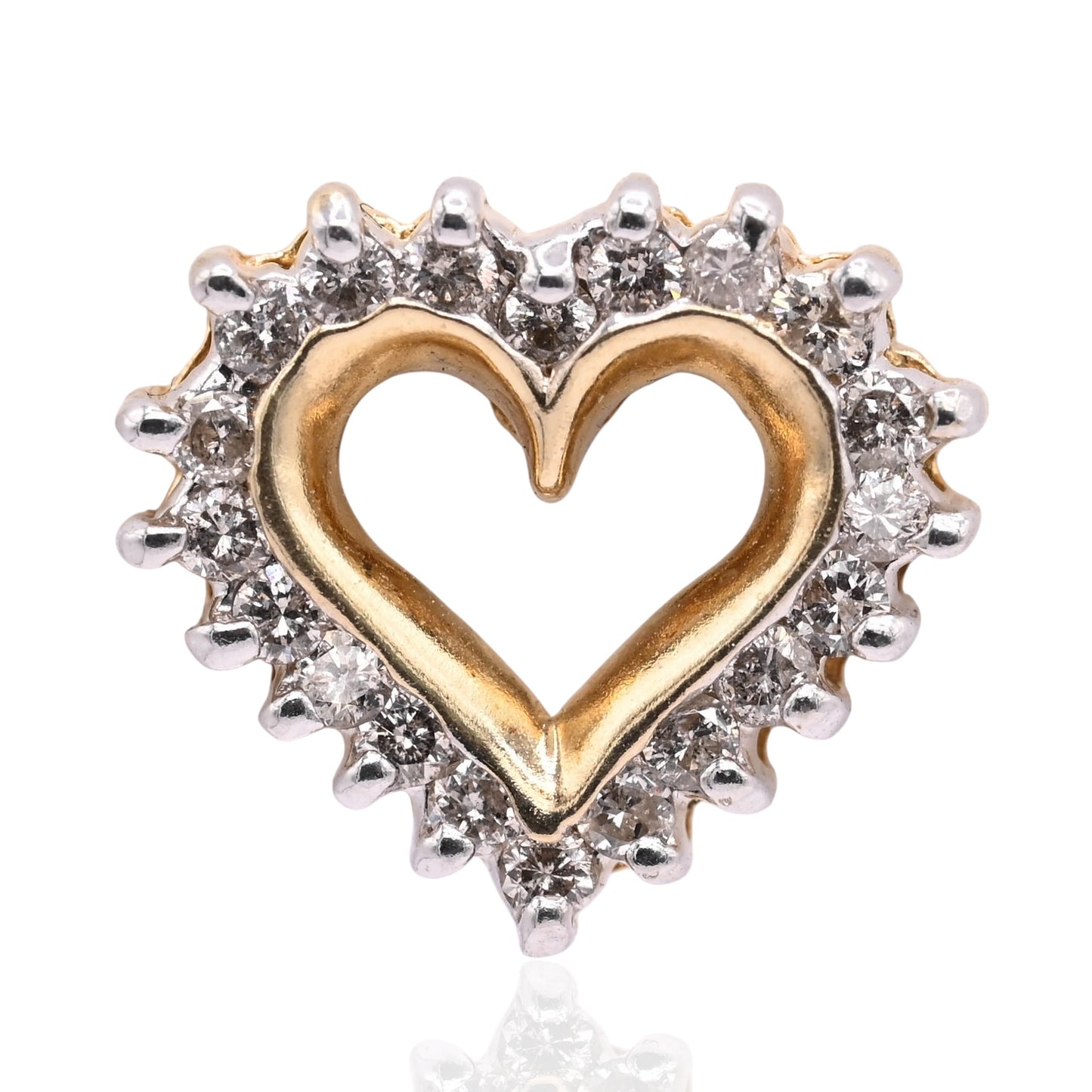 Vintage Style Open Heart Diamond Earrings 14K Yellow Gold 0.40cttw