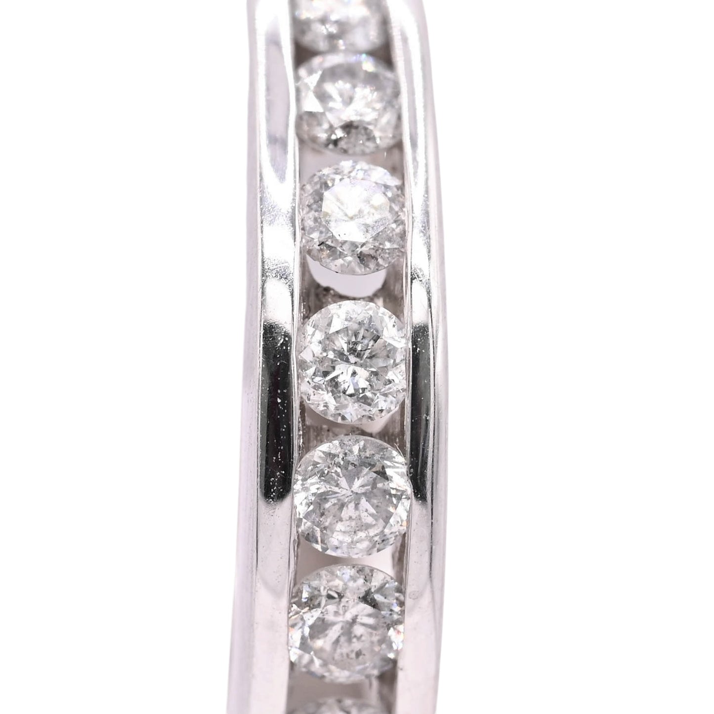 Channel Set Diamond Hoop Earrings 14K White Gold 3.90mmThick/18.32mm Diameter 1.08cttw