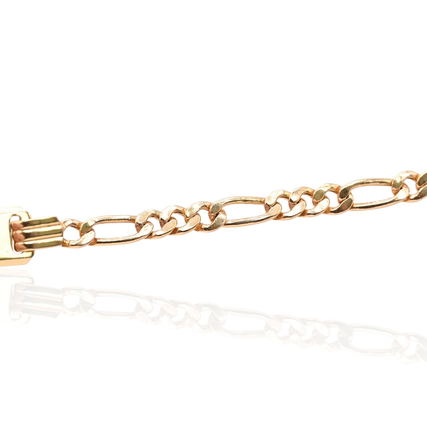 Gold ID Bracelet with Figaro Chain 14K Yellow Gold (Child) (Engravable) 6.75in
