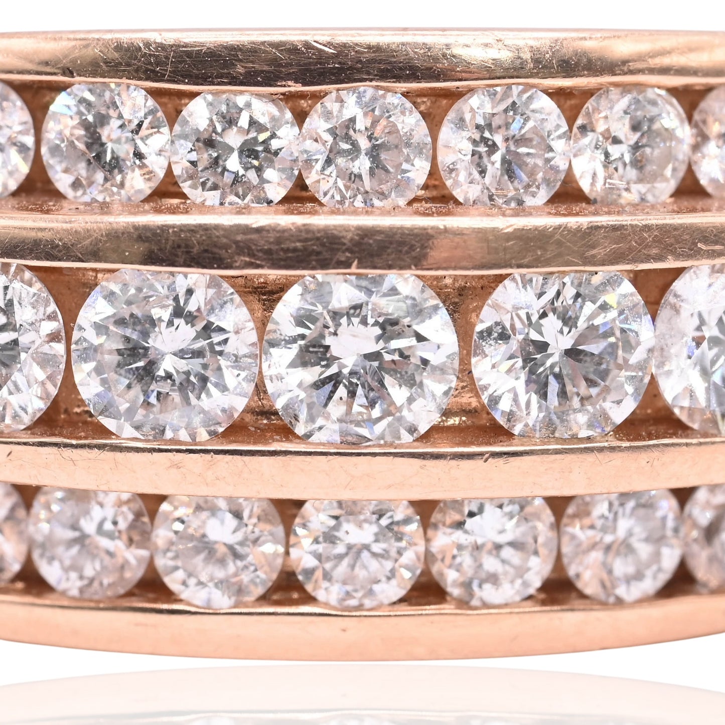 Three Row Diamond Ring 14K Rose Gold Size 9.5 1.84cttw