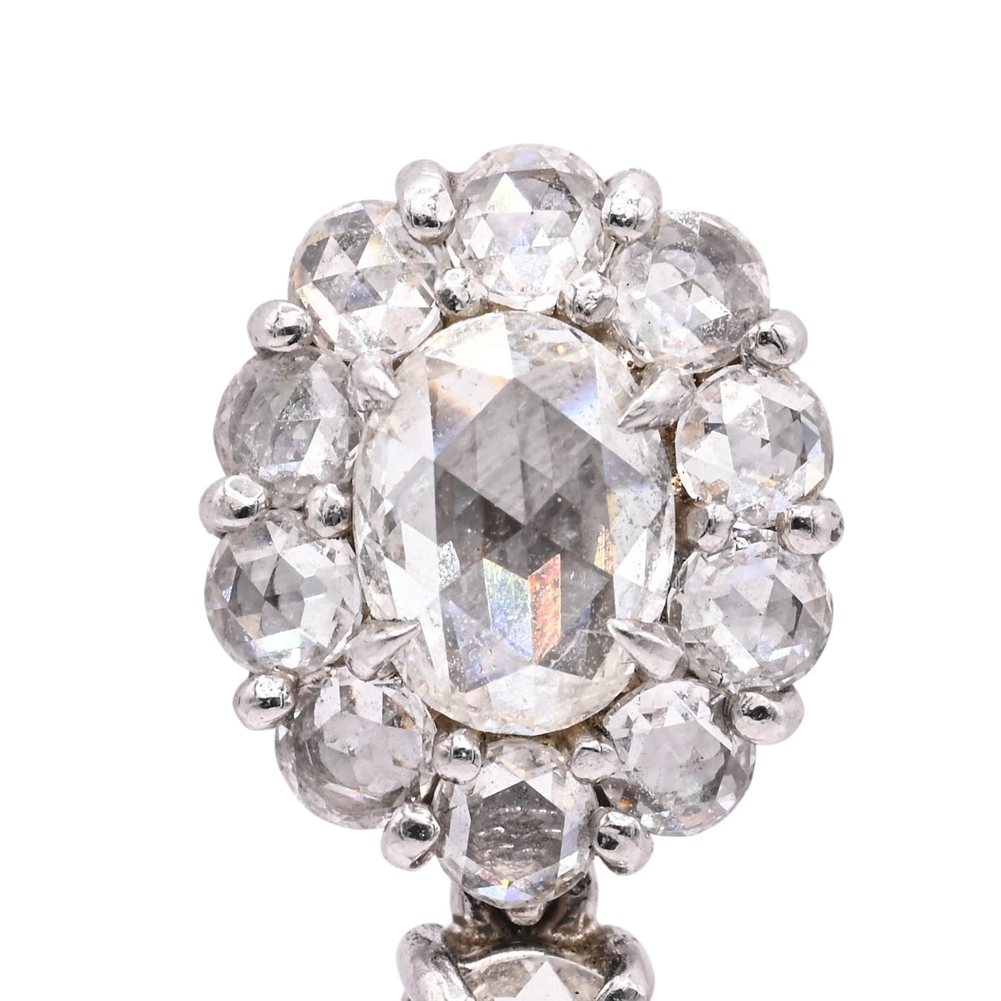 Diamond Cluster Dangle Earrings with Screwbacks Platinum 7.24cttw