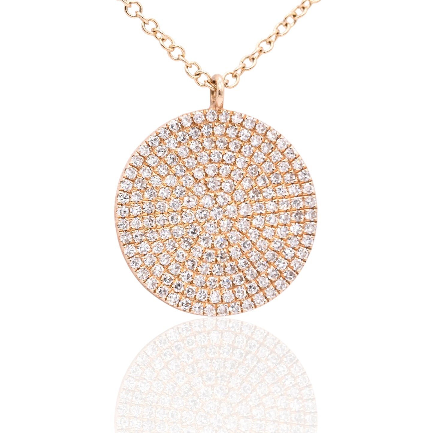 Round Diamond Necklace 14K Yellow Gold with Cable Chain 16in, 17in, and 18in 0.41cttw