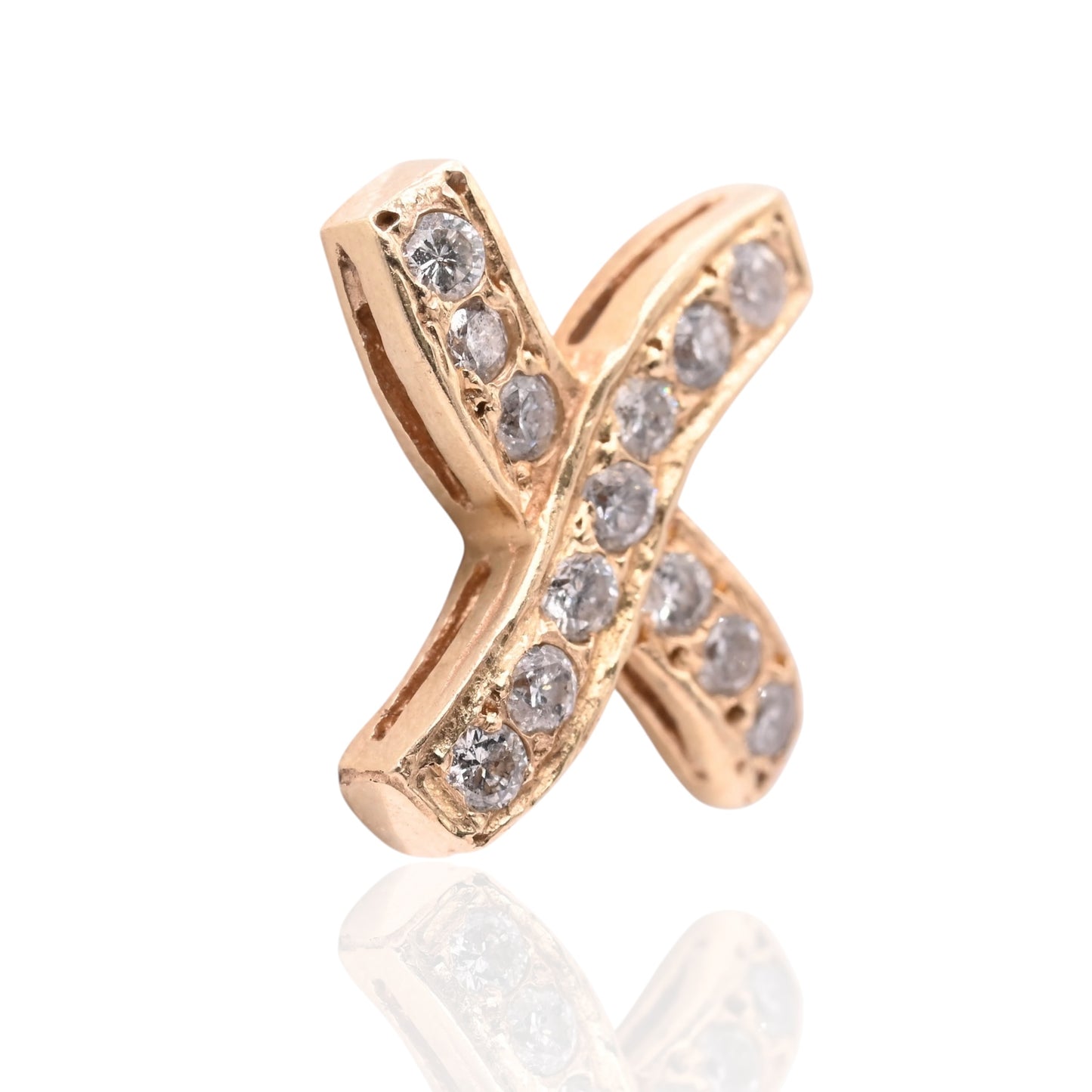 Criss-Cross X Stud Earrings 14K Yellow Gold with Butterfly Backs 0.39cttw