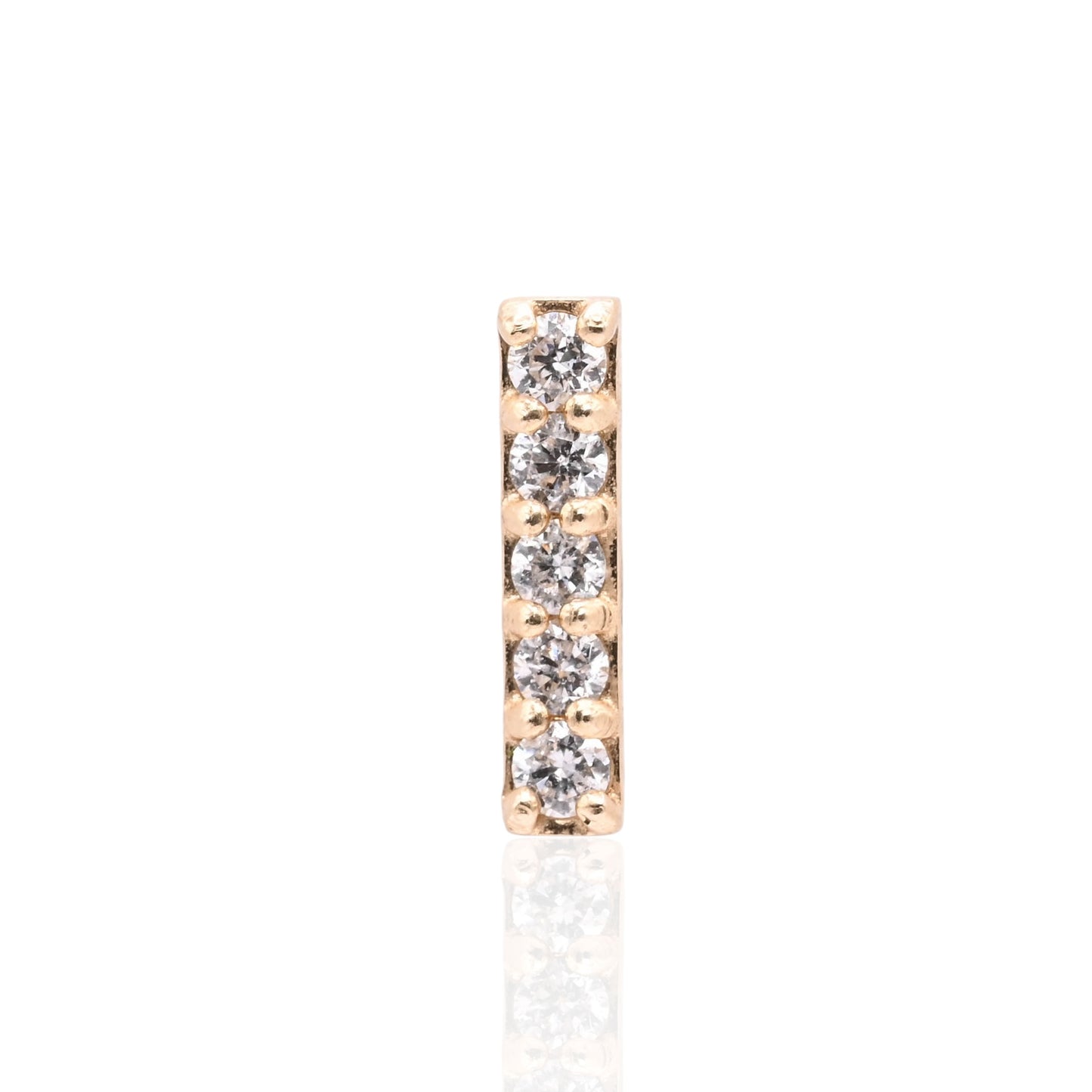 Diamond Bar Stud Earrings 14K Yellow Gold with Butterfly Backs 0.075cttw