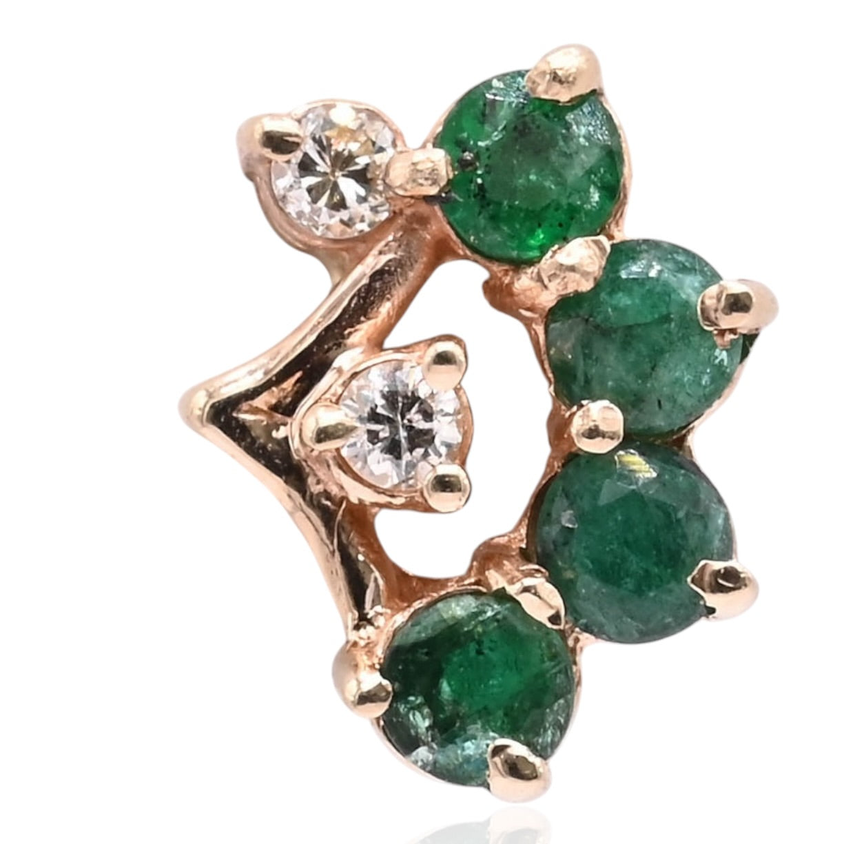 Emerald and Diamond Fan Earrings 14K Yellow Gold 0.48cttw Emeralds/0.06cttw Diamonds