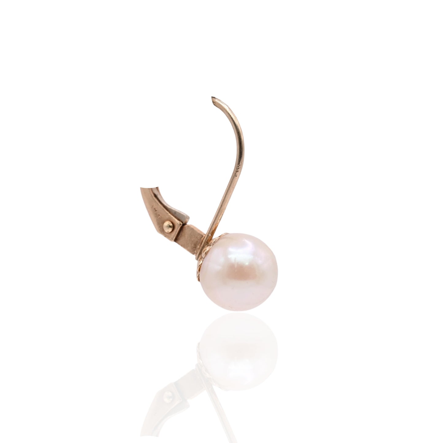 6mm Pearl Leverback Earrings 14K Yellow Gold