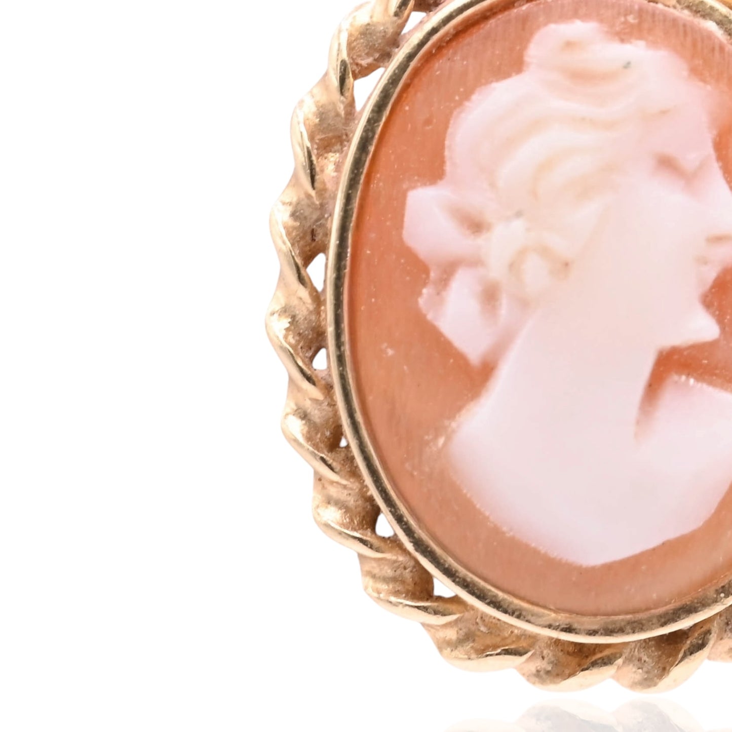 Oval Victorian Lady Cameo Pin Stud Earrings 14K Yellow Gold