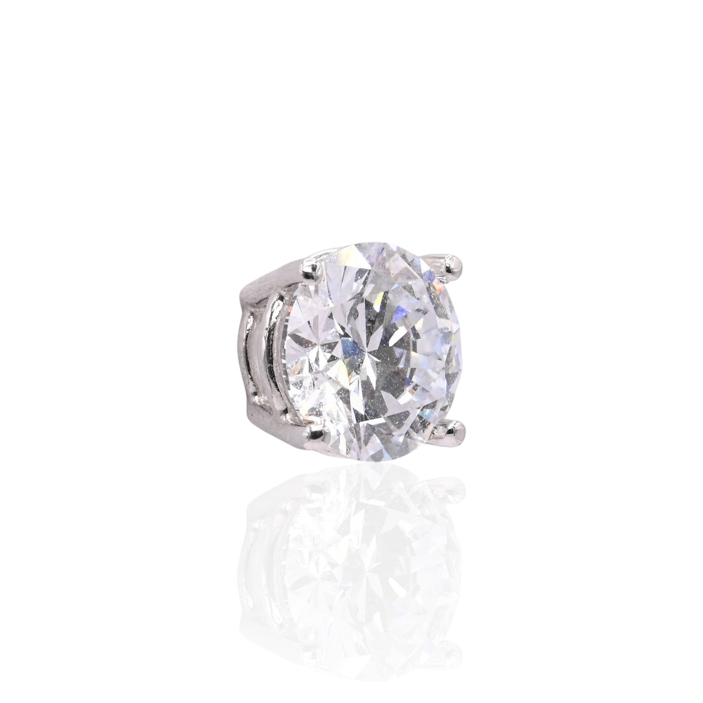 LAB DIAMOND 8mm Stud Earrings 14K White Gold with Screwbacks 3.06cttw