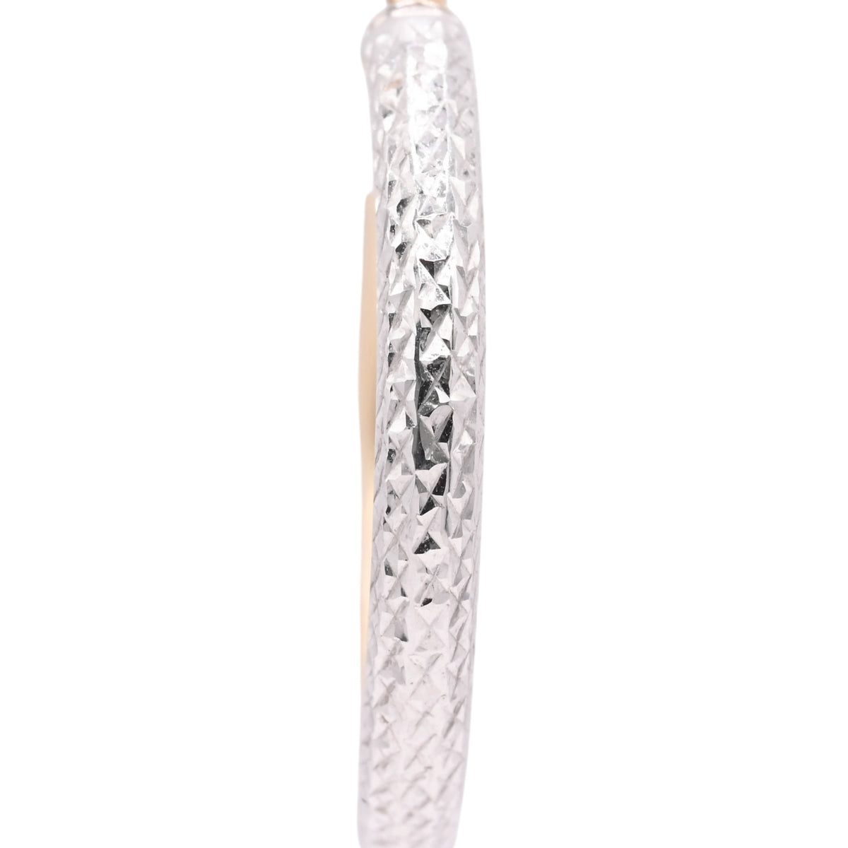 Lightweight Diamond Cut Two Tone Hoop Earrings 14K Yellow Gold and 14K White Gold with Hinge 2.89mm Thick/24.94mm Diameter