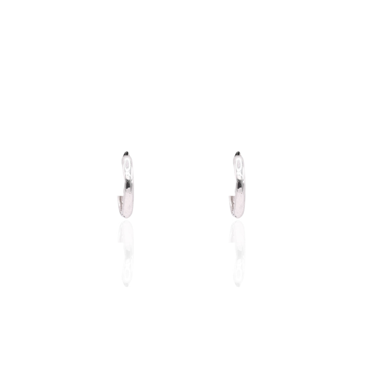 Lightweight Small Huggie Hoop Earrings 14K White Gold 1.85mm Thick/11.04mm Diameter