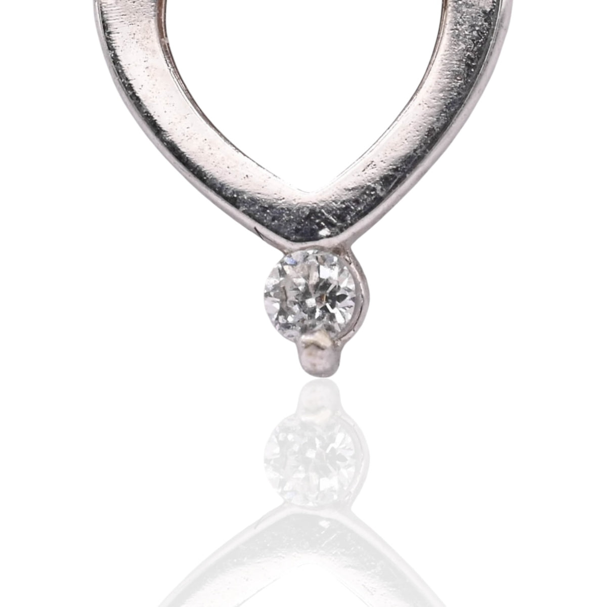 Lightweight Bow Heart Stud Earrings with Accent Cubic Zirconias 14K White Gold and 14K Rose Gold with Safety Screwbacks