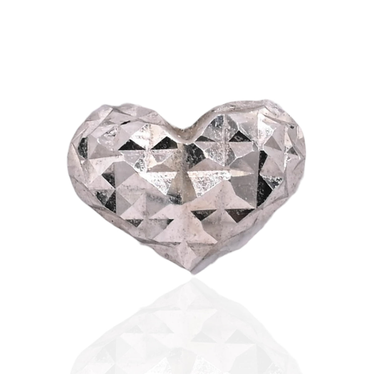 Diamond Cut Puffed Heart Stud Earrings 14K White Gold with Safety Screwbacks