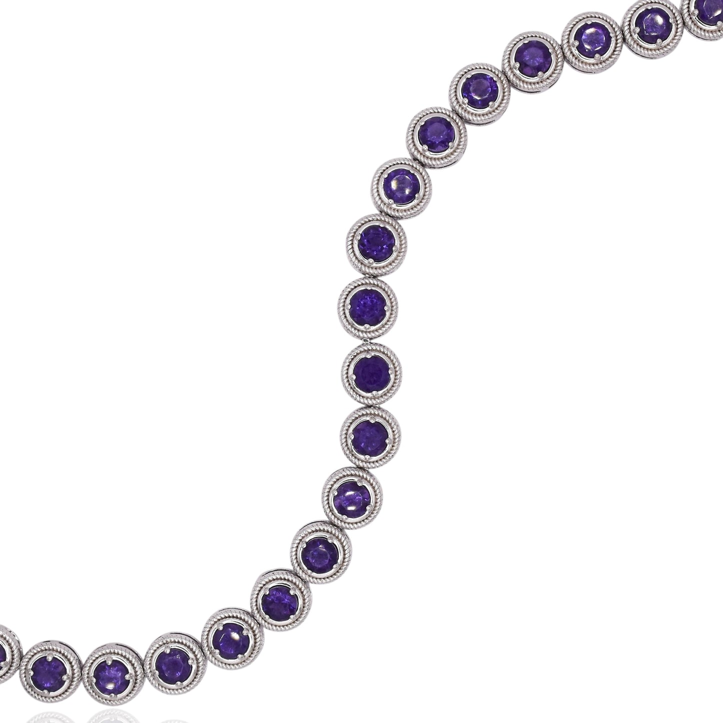 Vintage CZ Amethyst Stone Sterling Silver Bracelet