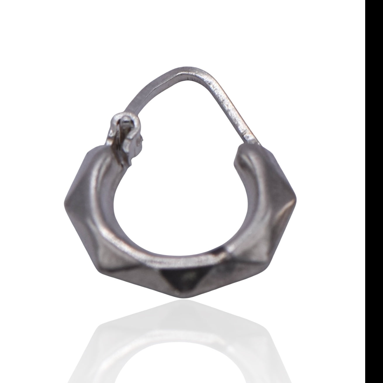 Vintage Hollow Hexagon Hoop Sterling Silver Earrings