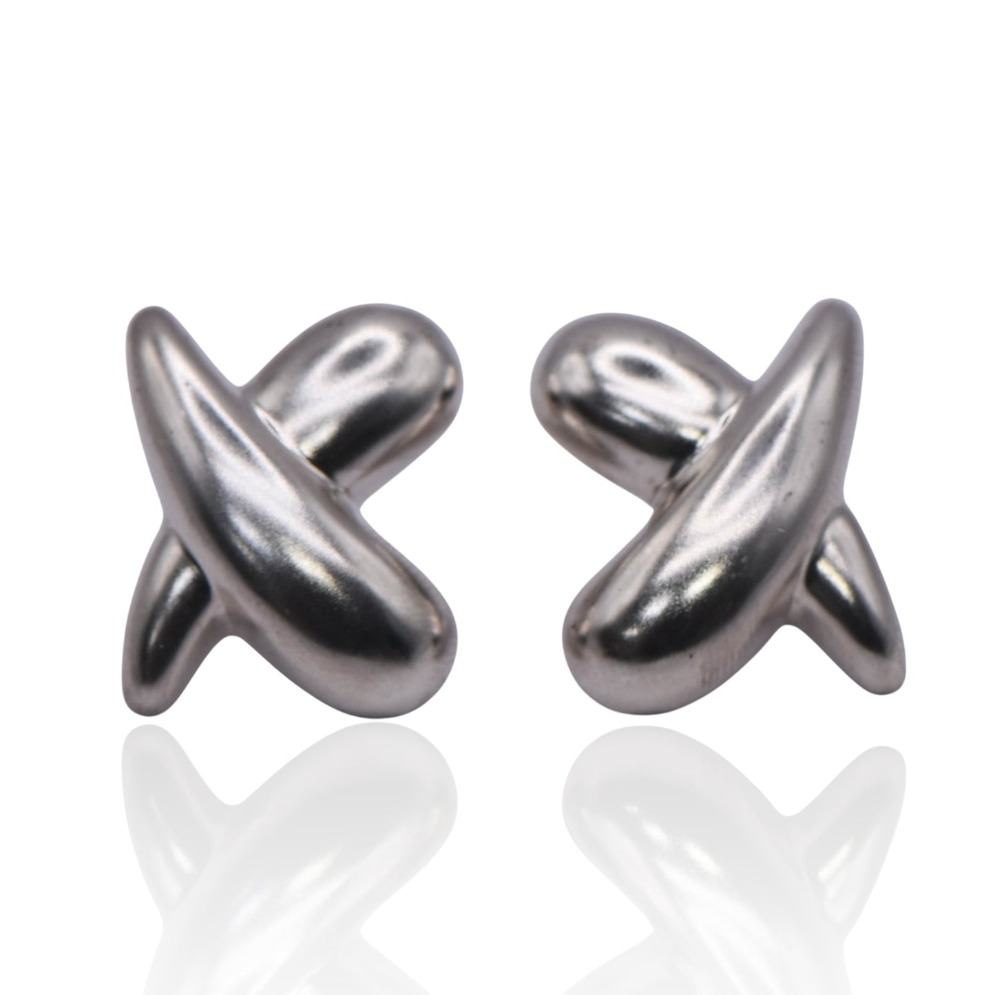 Vintage X Chunky Stud Post Sterling Silver Earrings