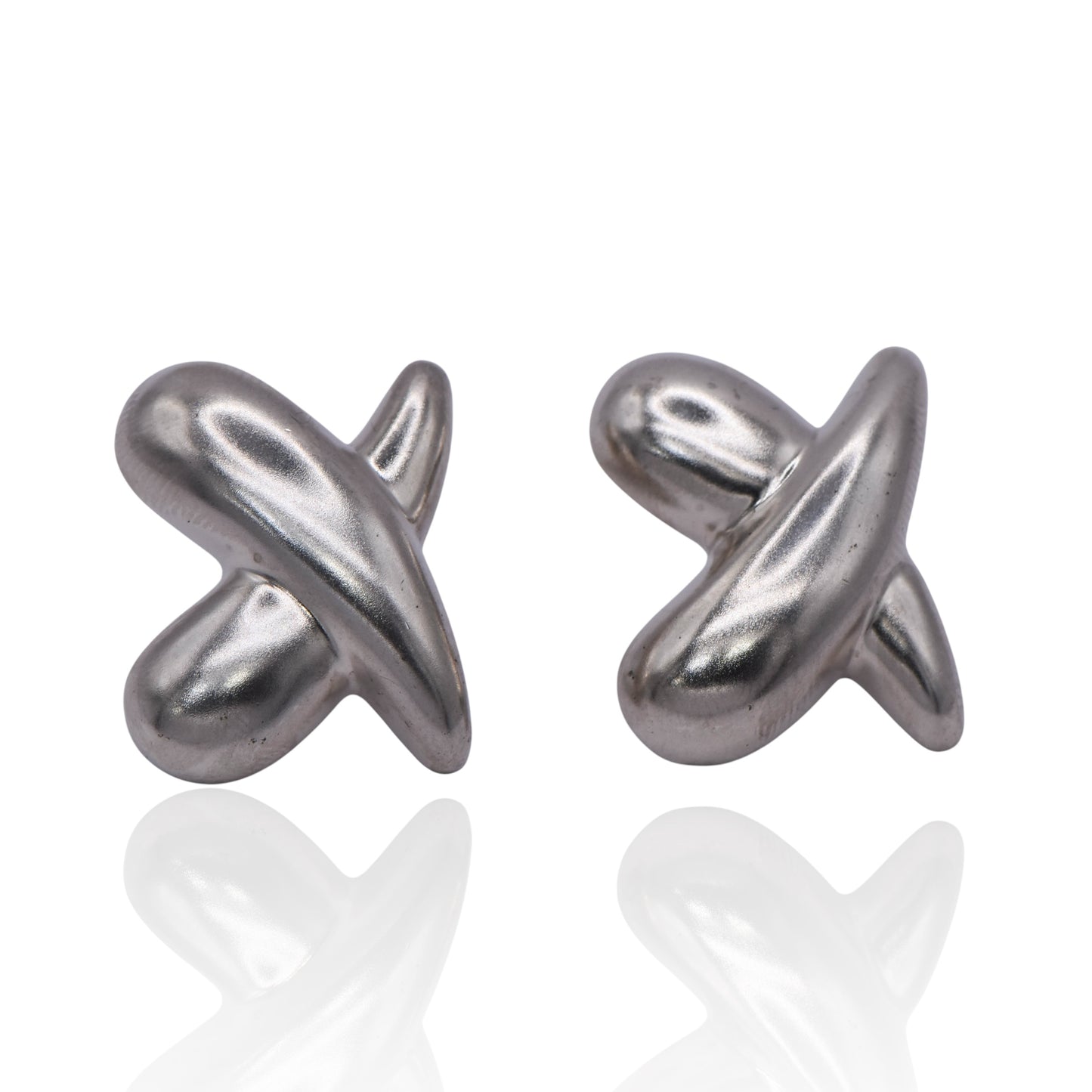 Vintage X Chunky Stud Post Sterling Silver Earrings