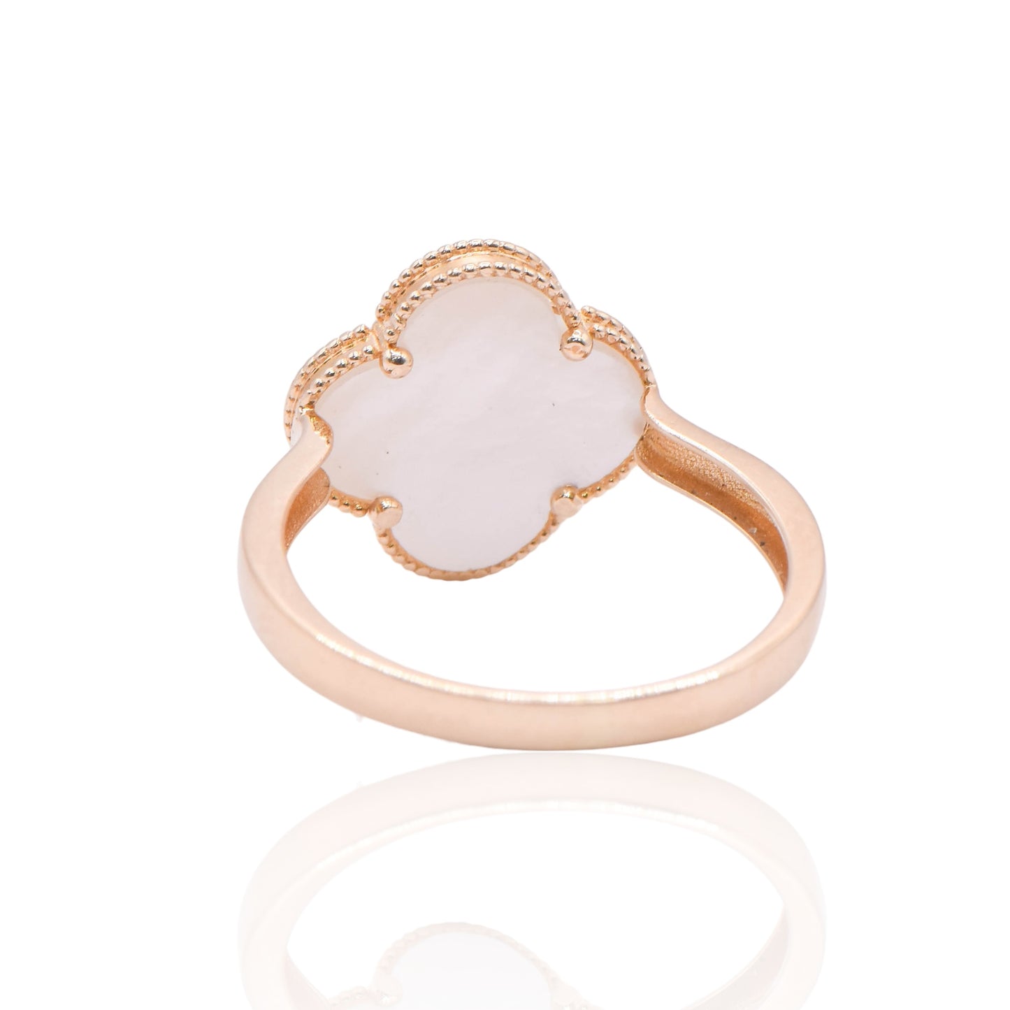 Mother of Pearl Clover 14K Yellow Gold Ring Size 7