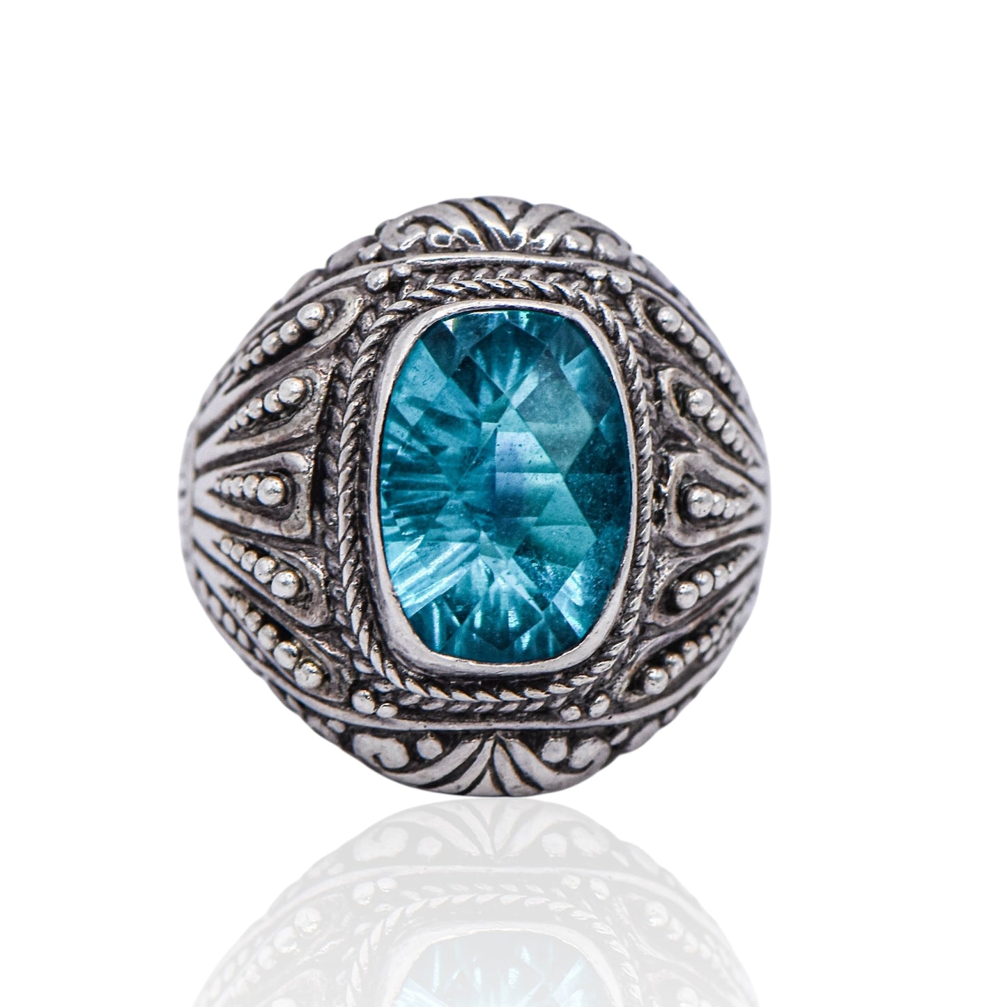 Sarda Vintage Blue Oval Ring Sterling Silver