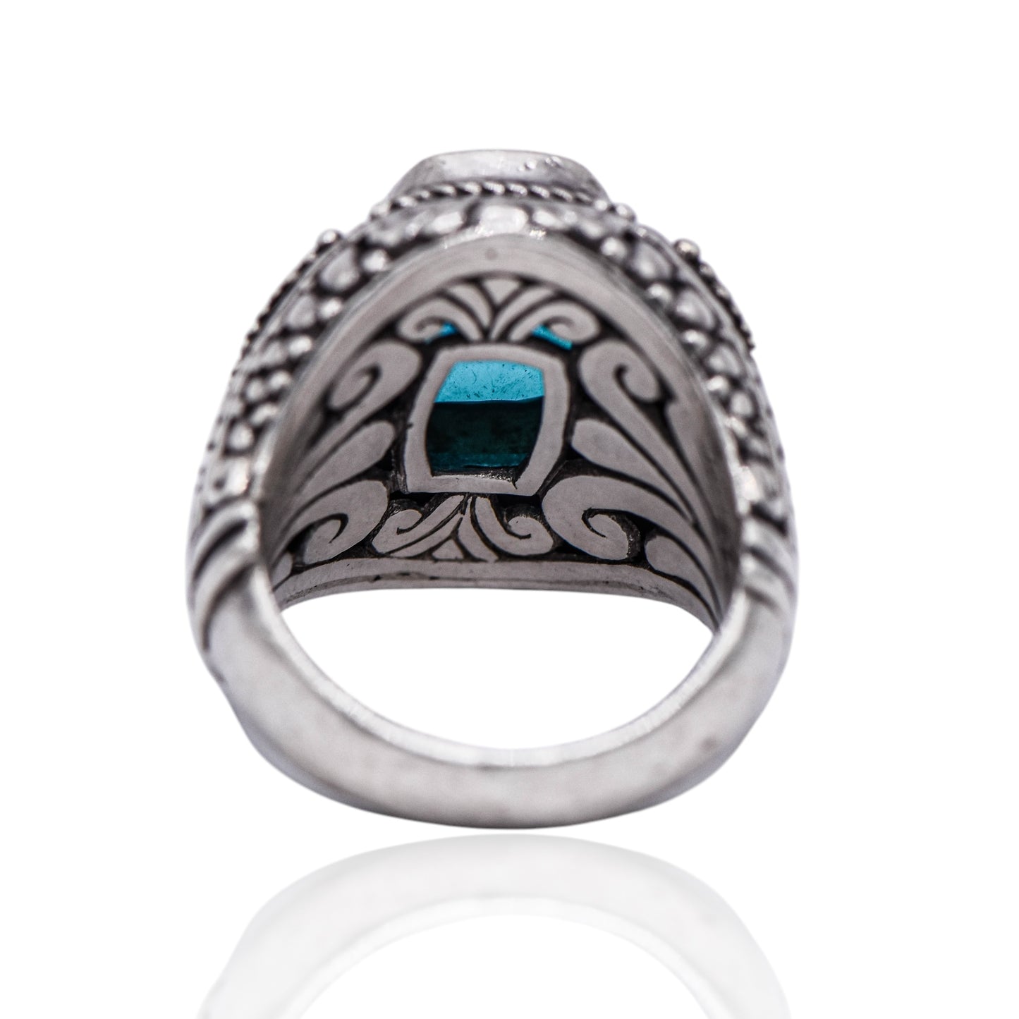 Sarda Vintage Blue Oval Ring Sterling Silver