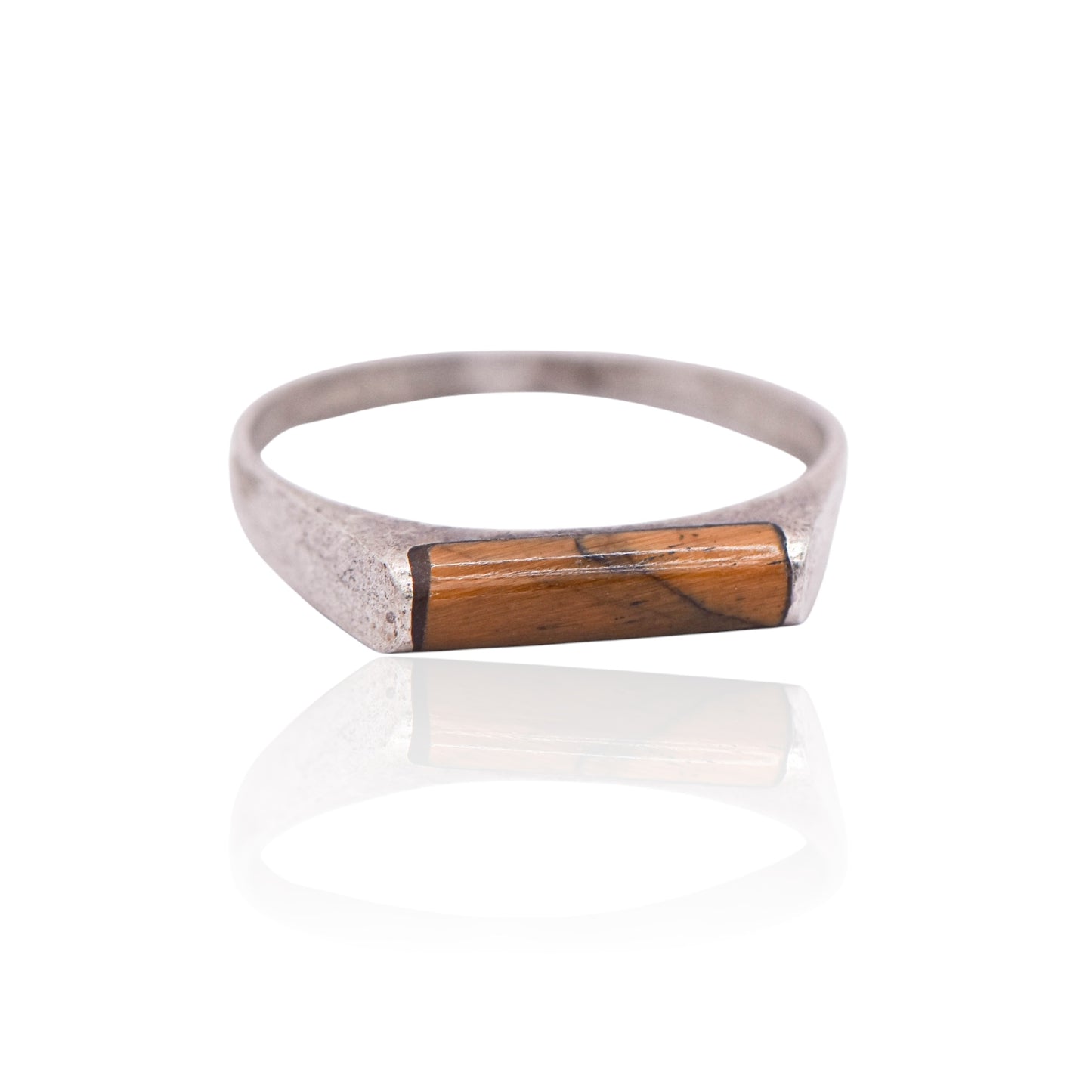 Cylinder cut Tiger's Eye Signet Ring Sterling Silver