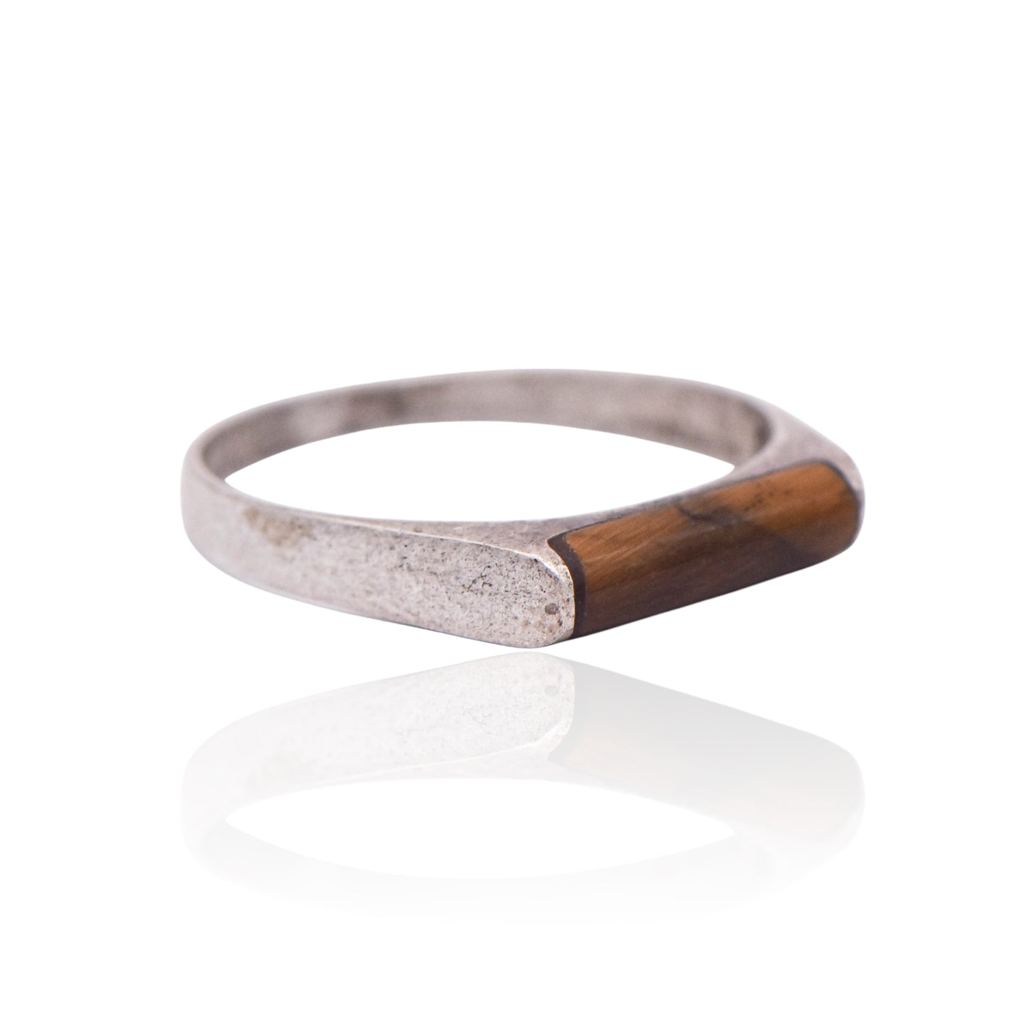 Cylinder cut Tiger's Eye Signet Ring Sterling Silver