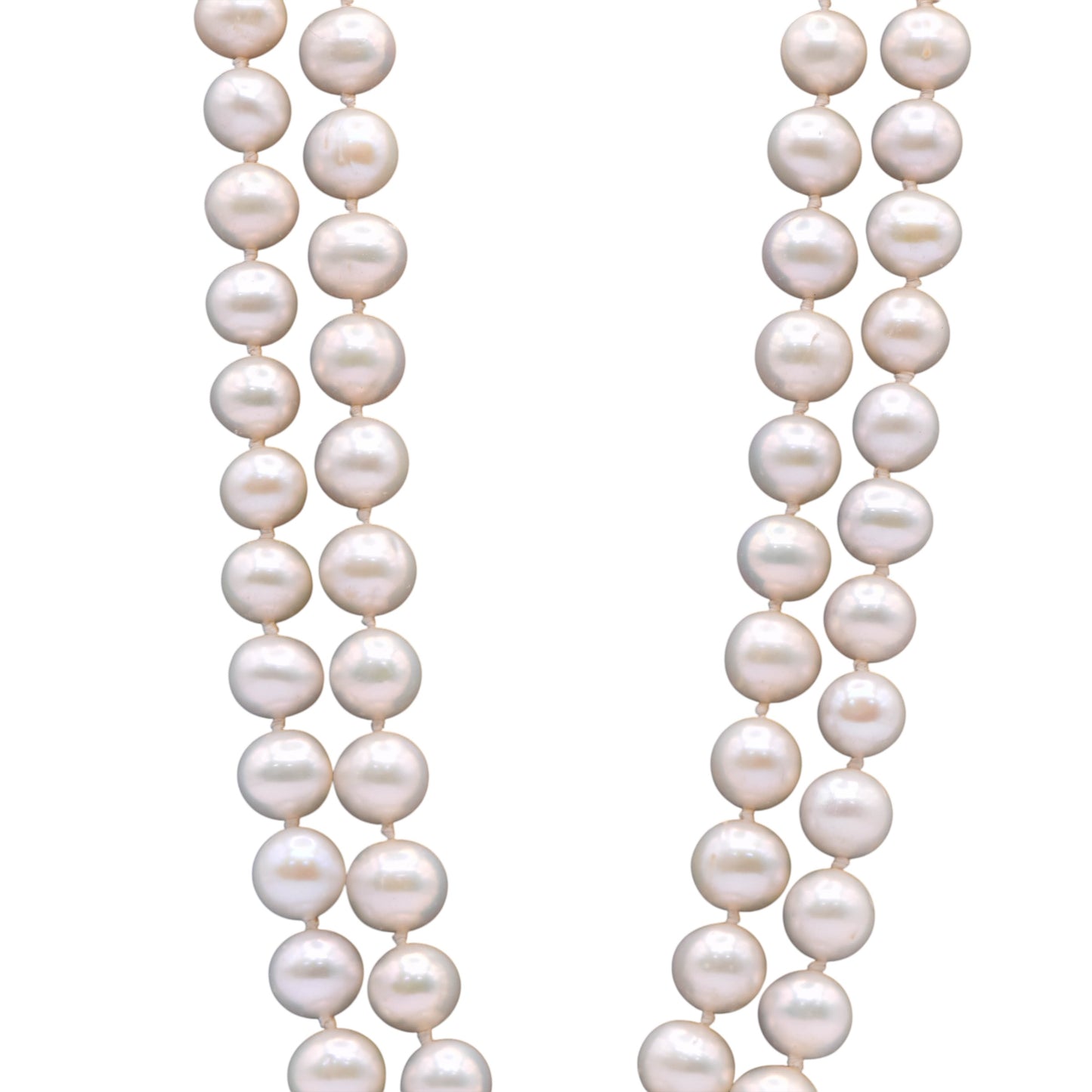 Double Strand Pearl Necklace 14K Yellow Gold Closure 18in