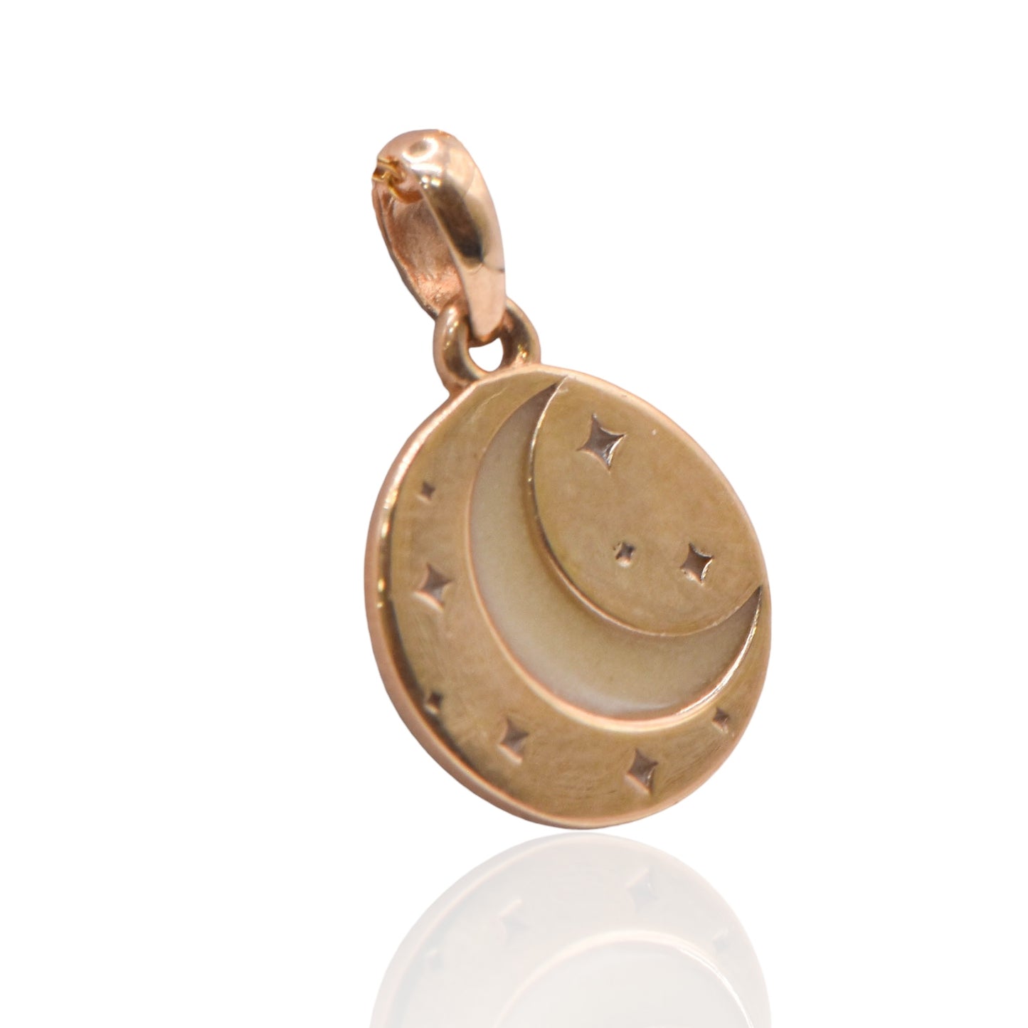 Moon and Star Glow-in-the-Dark 14K Yellow Gold Pendant